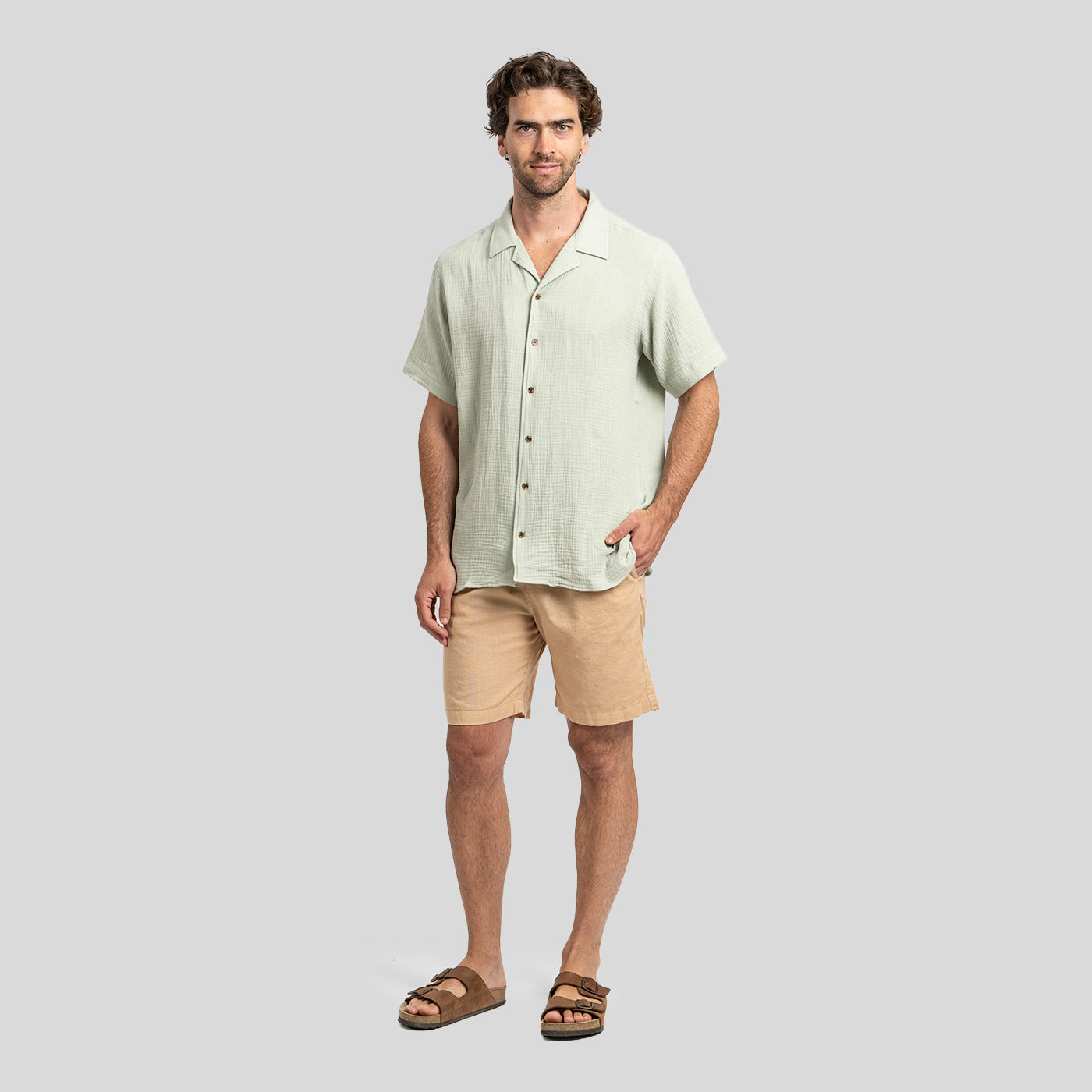 Camisa Waffler Corta Pistacho