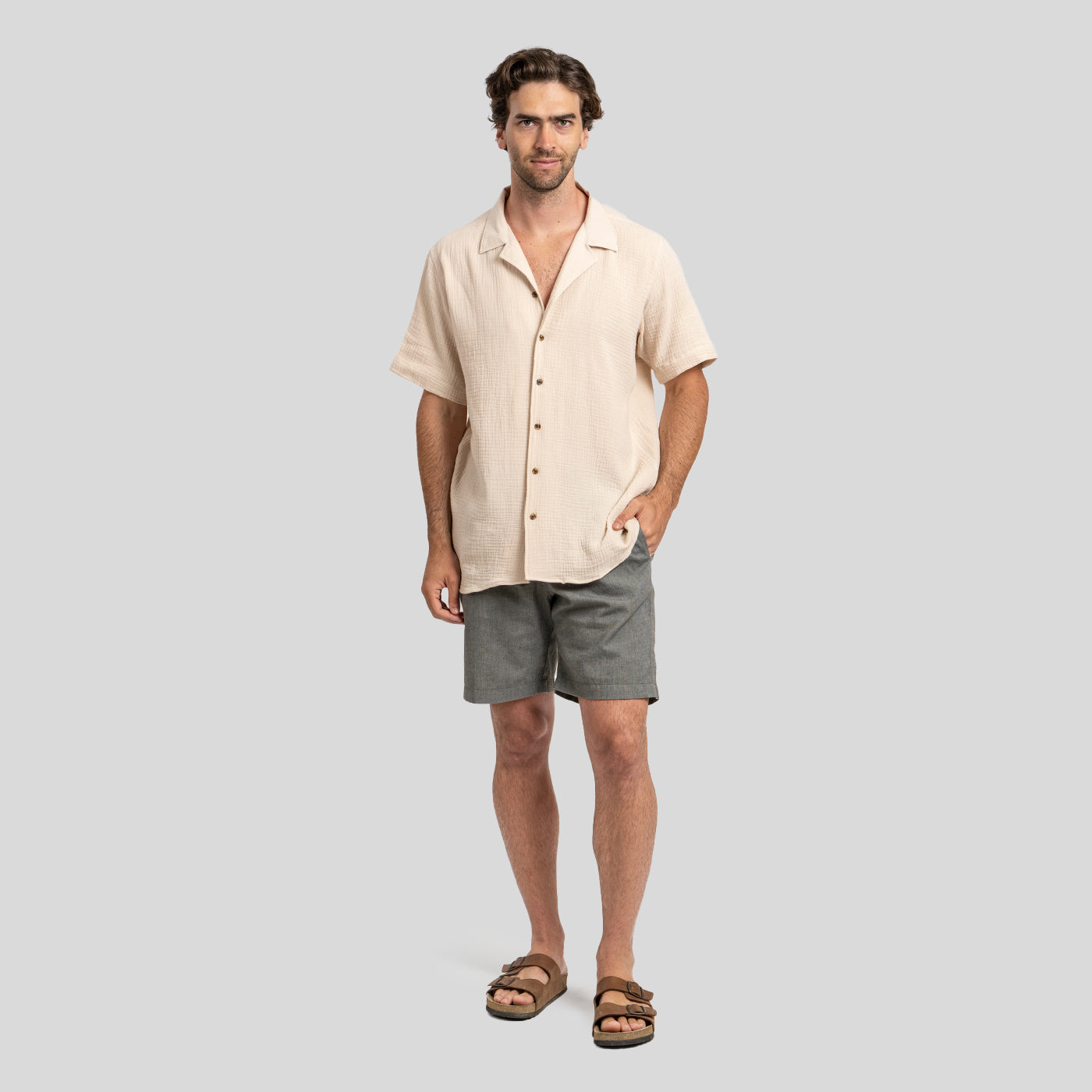 Camisa Waffler Corta Beige