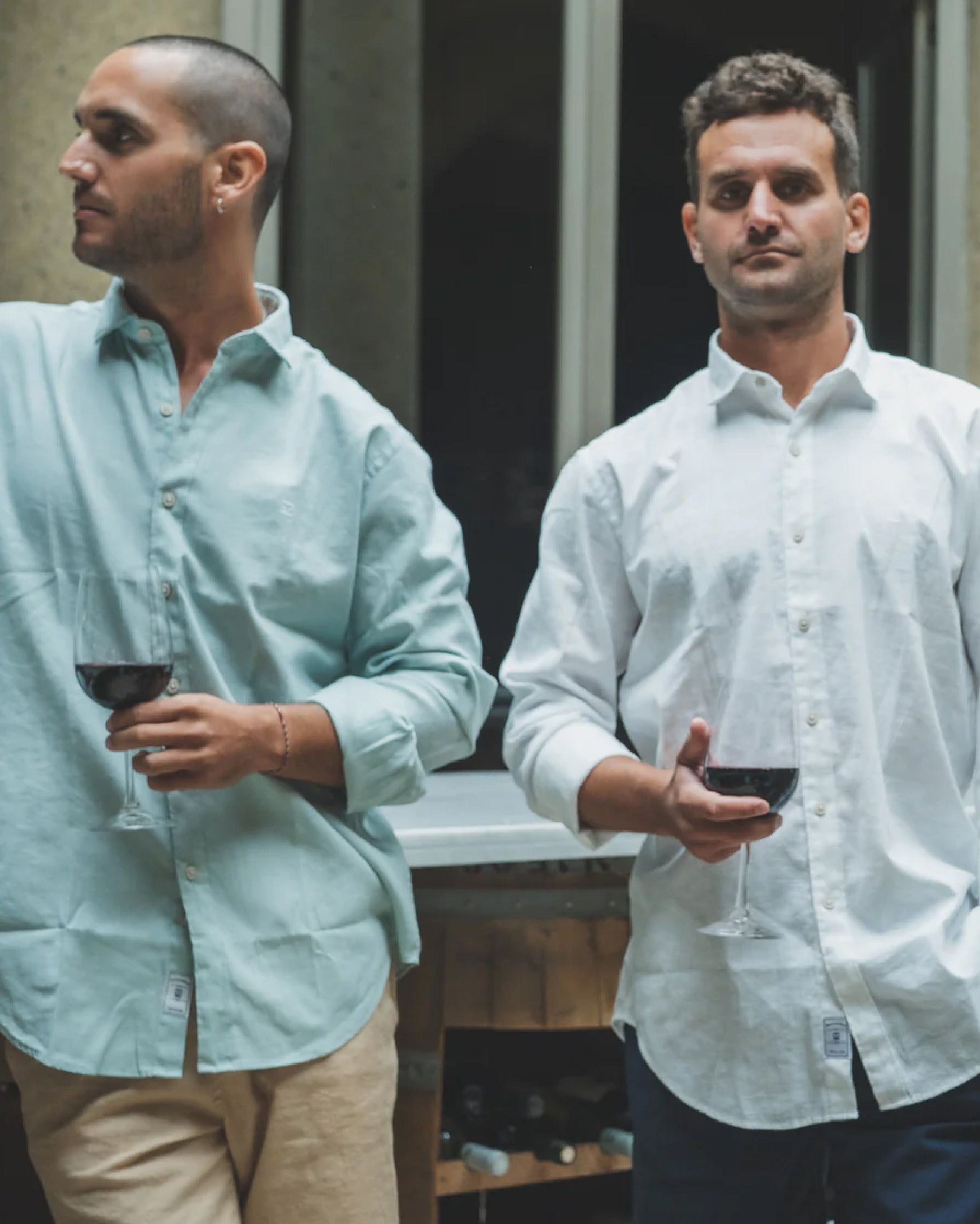 Camisa Lino Larga Aqua
