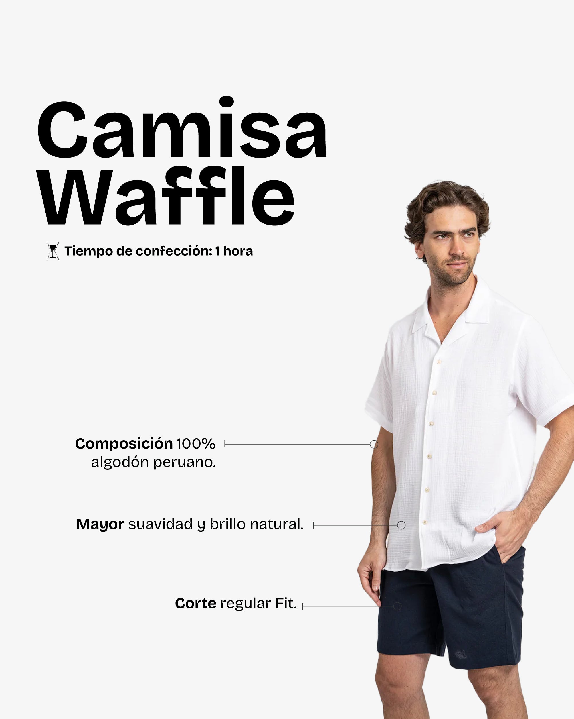 Camisa Waffler Corta Blanco