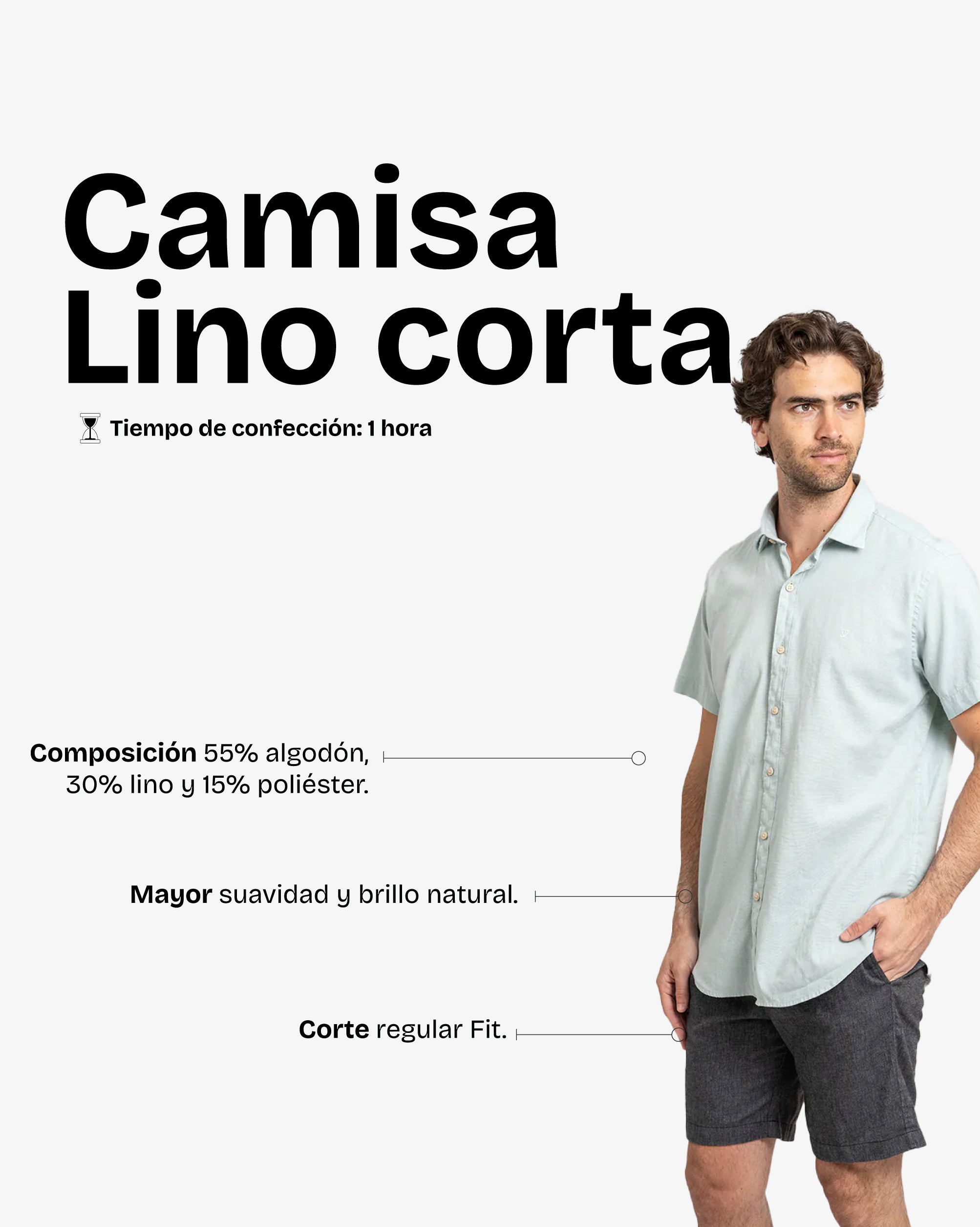 Camisa Lino Corta Aqua