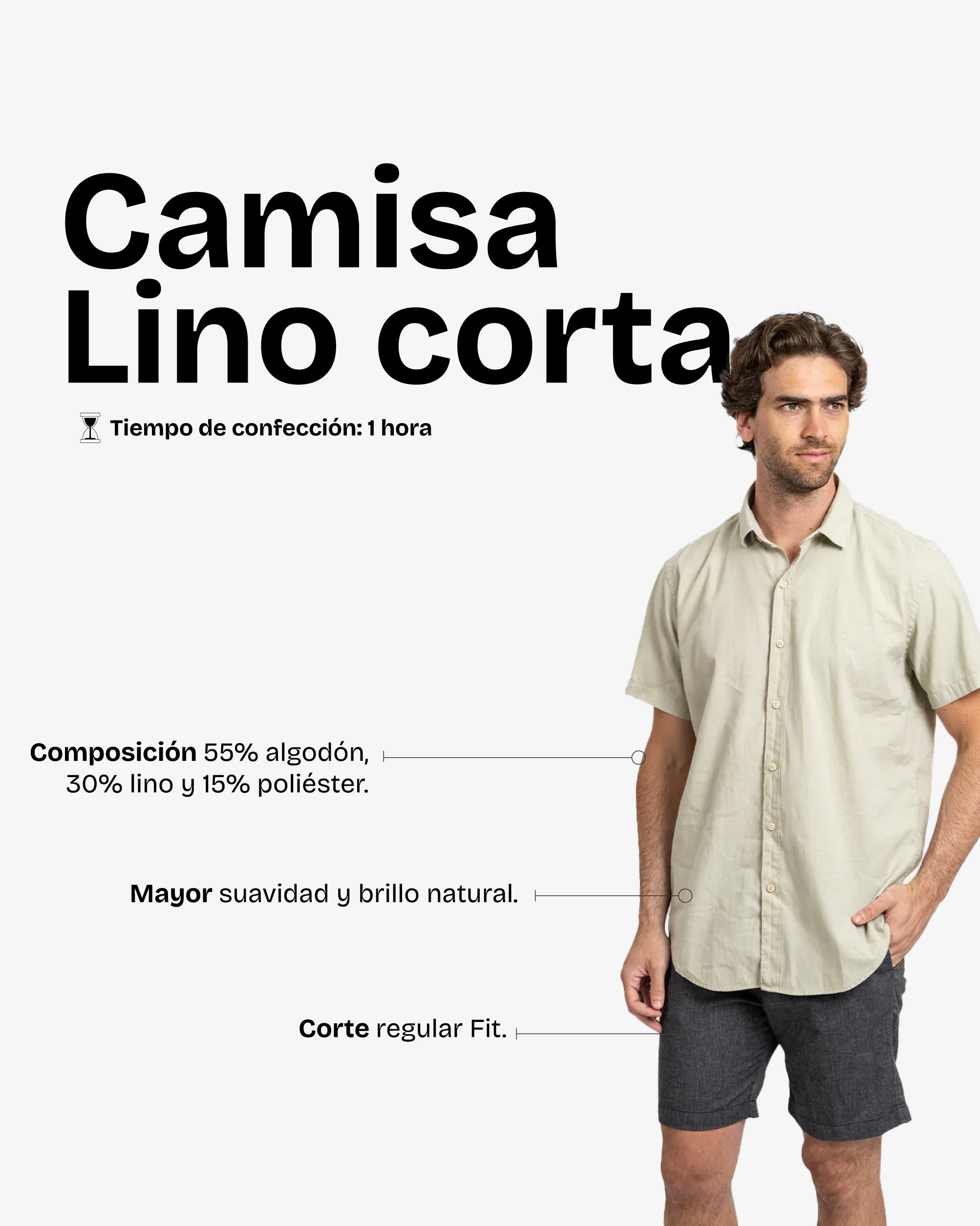 Camisa Lino Corta Pistacho