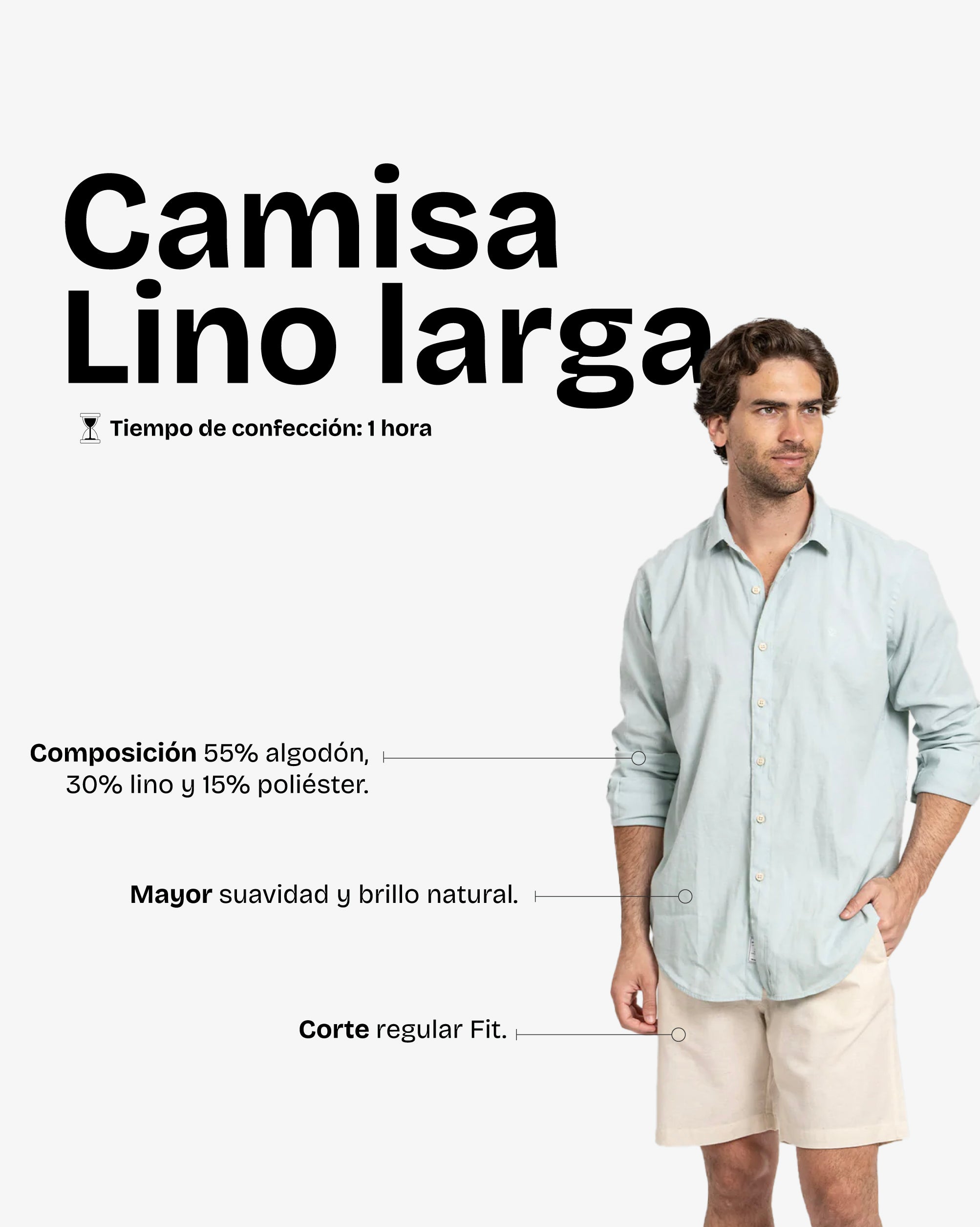 Camisa Lino Larga Aqua