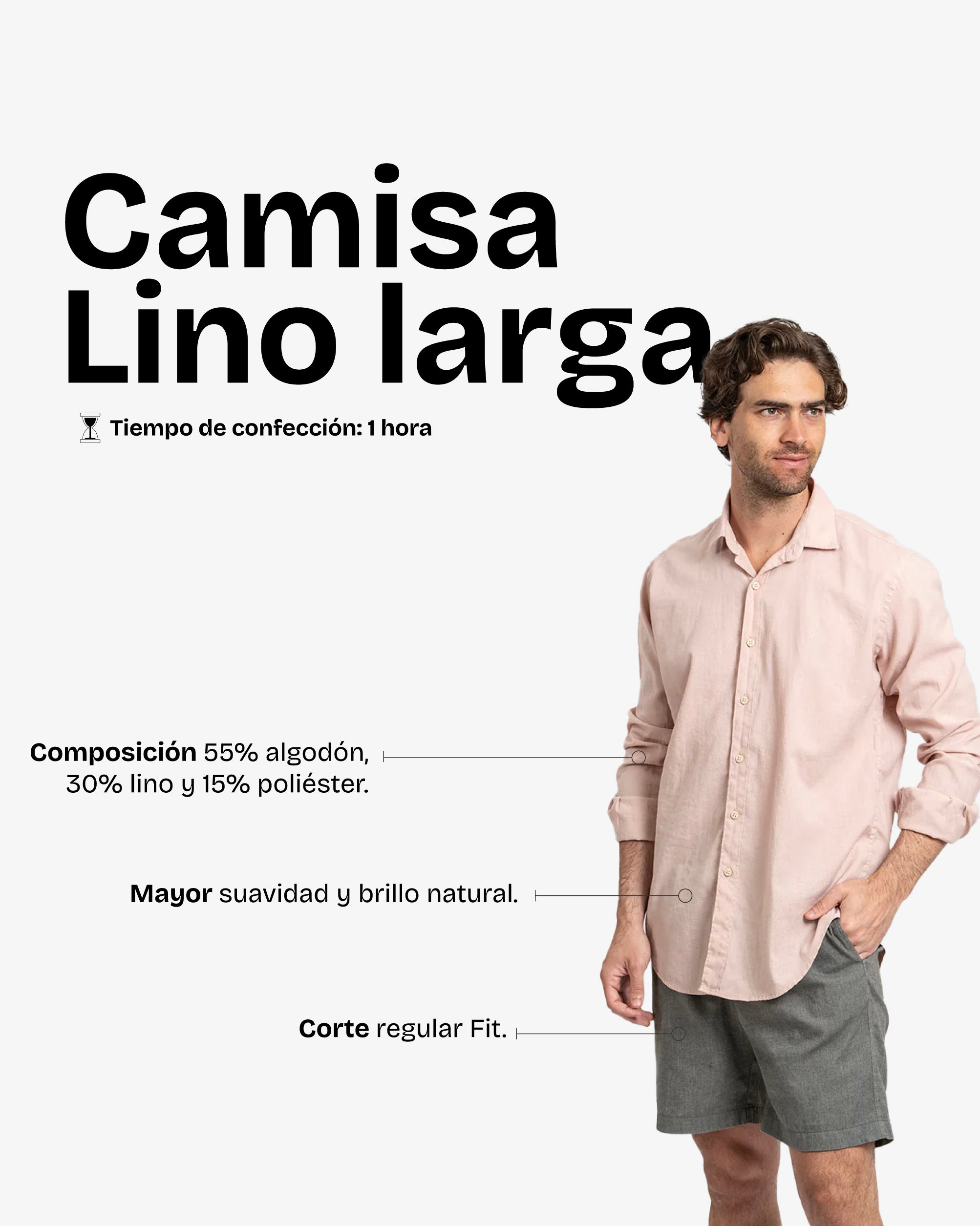 Camisa Lino Larga Rosa
