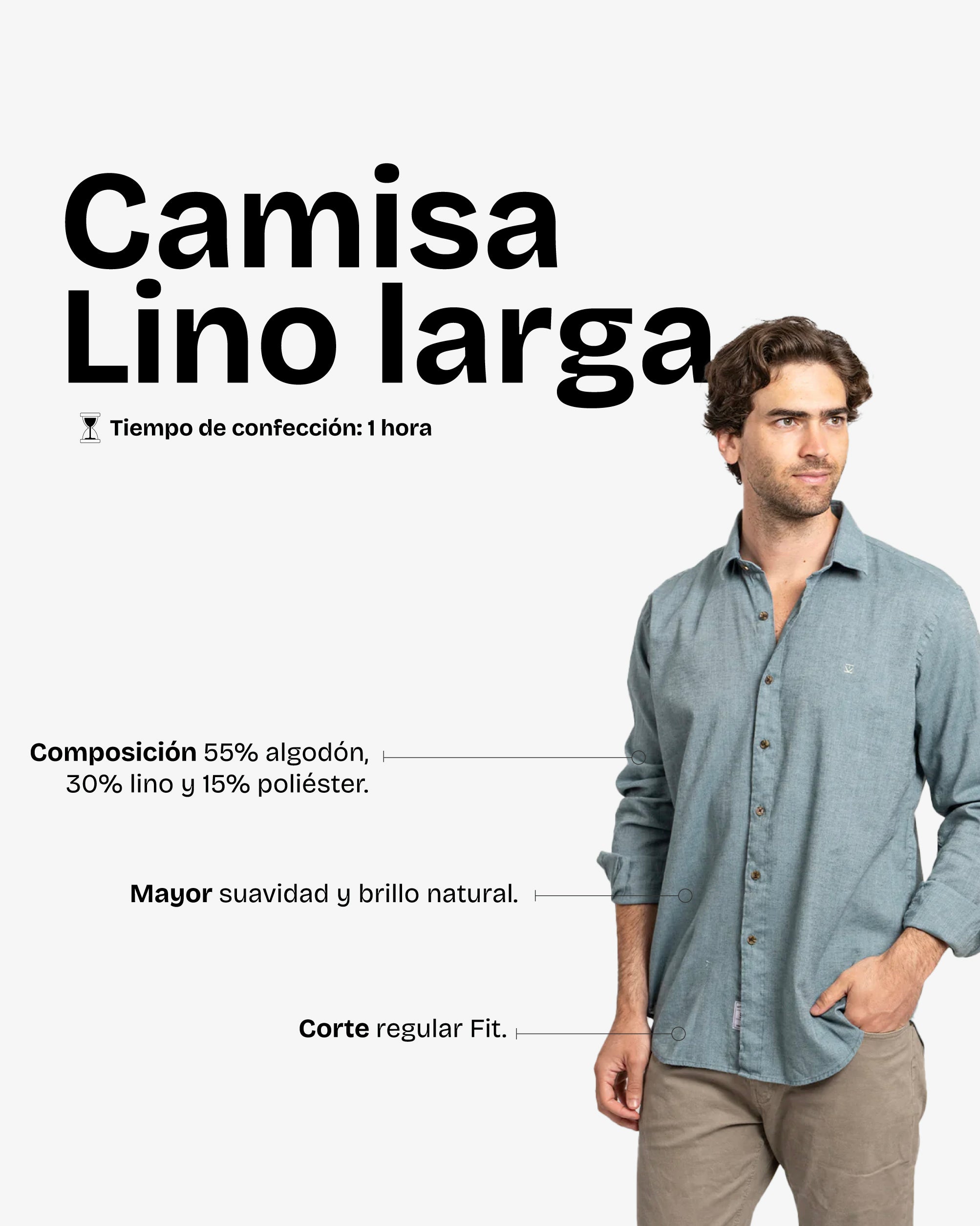 Camisa Lino Larga Petróleo