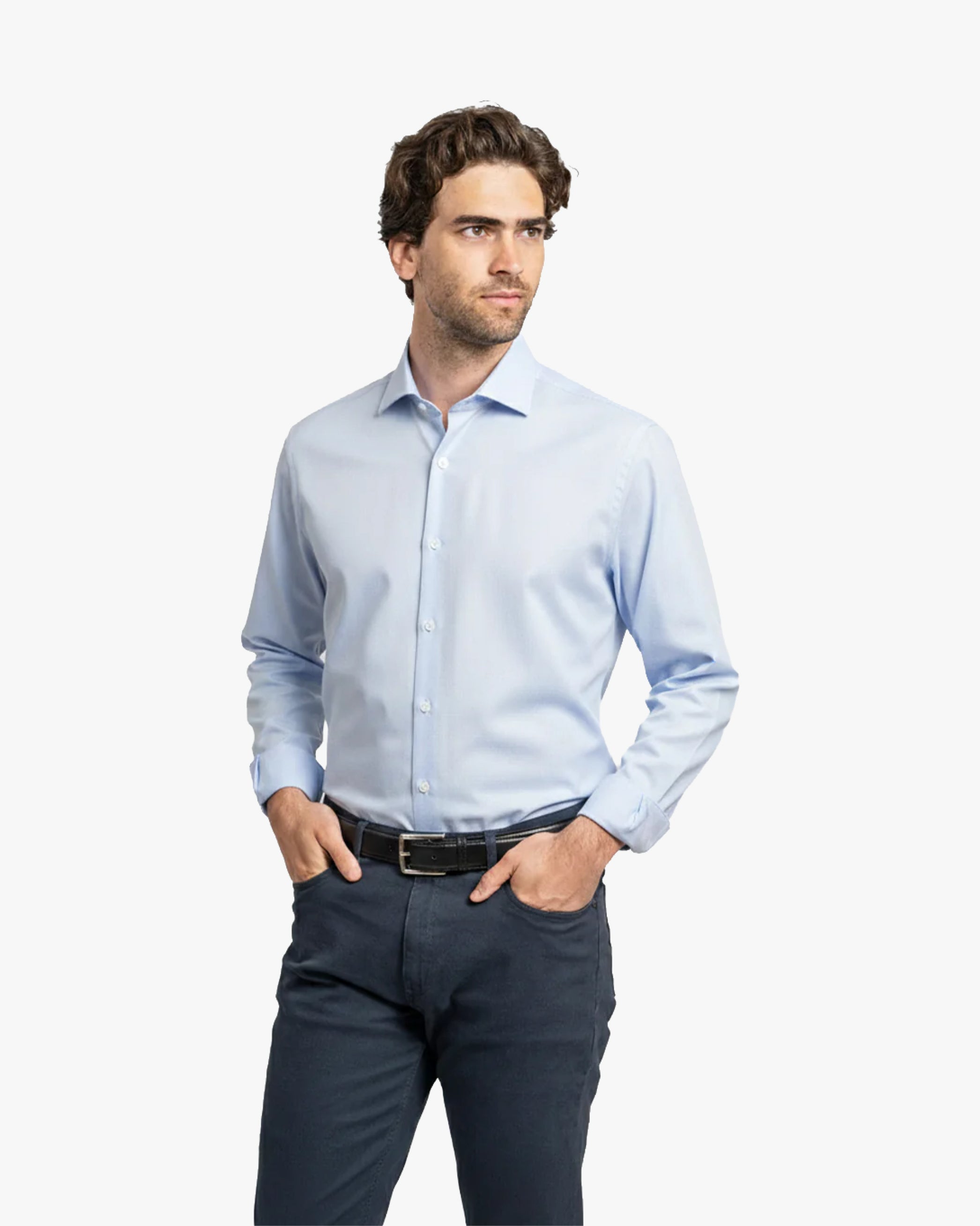 Camisa Vestir Liso Celeste