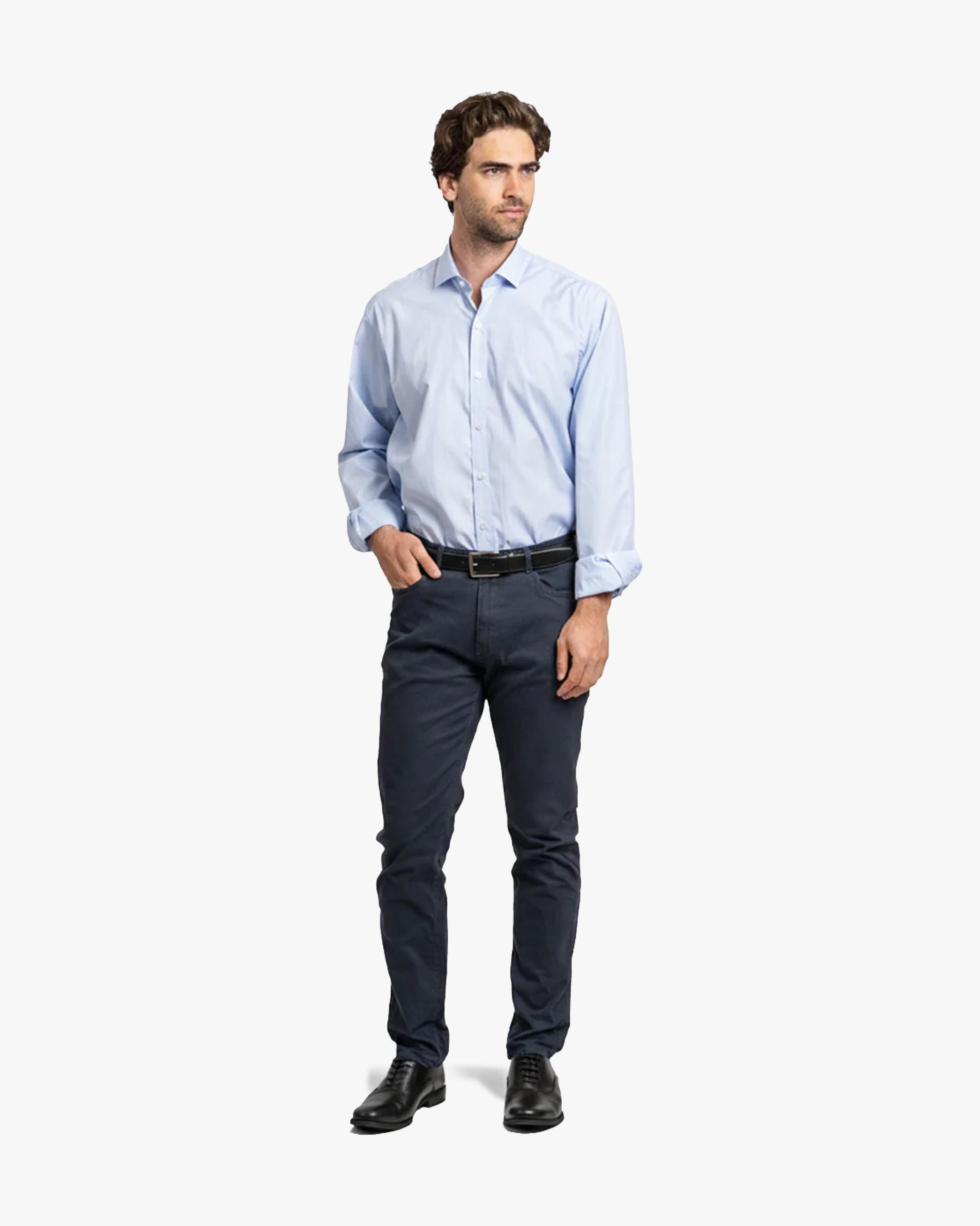 Camisa Vestir Liso Celeste