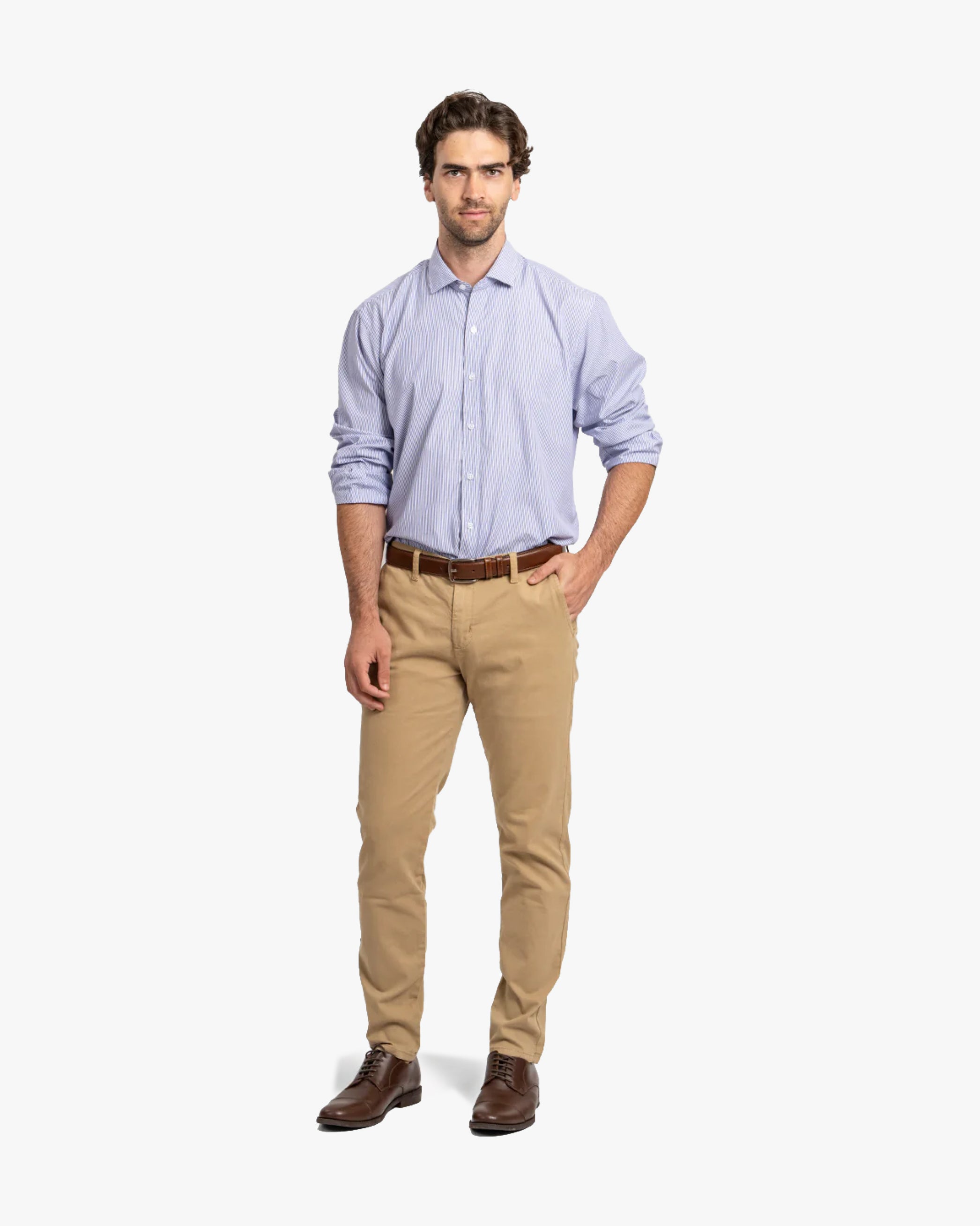 Camisa Vestir Líneas Azul