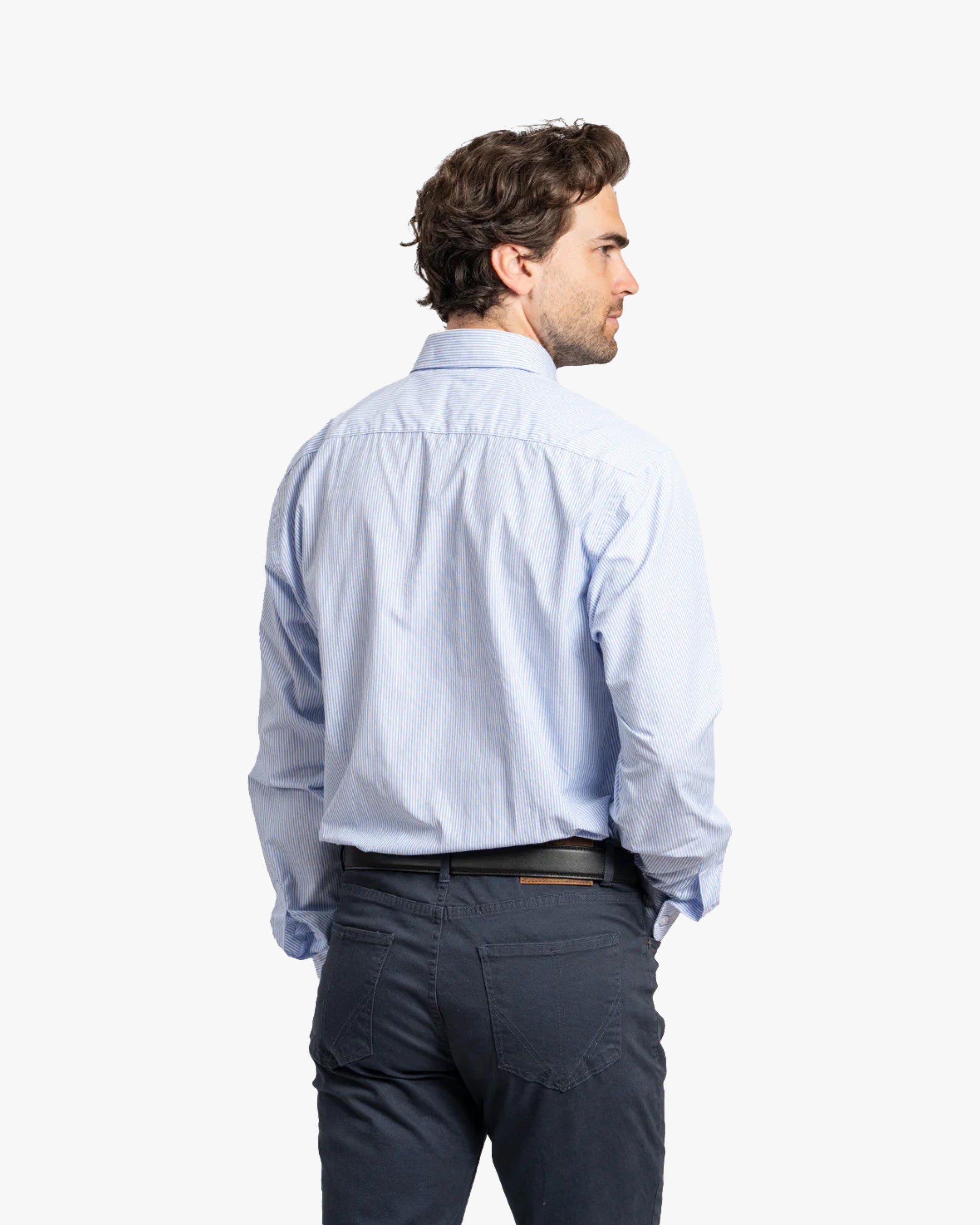 Camisa Vestir Rayas Celeste