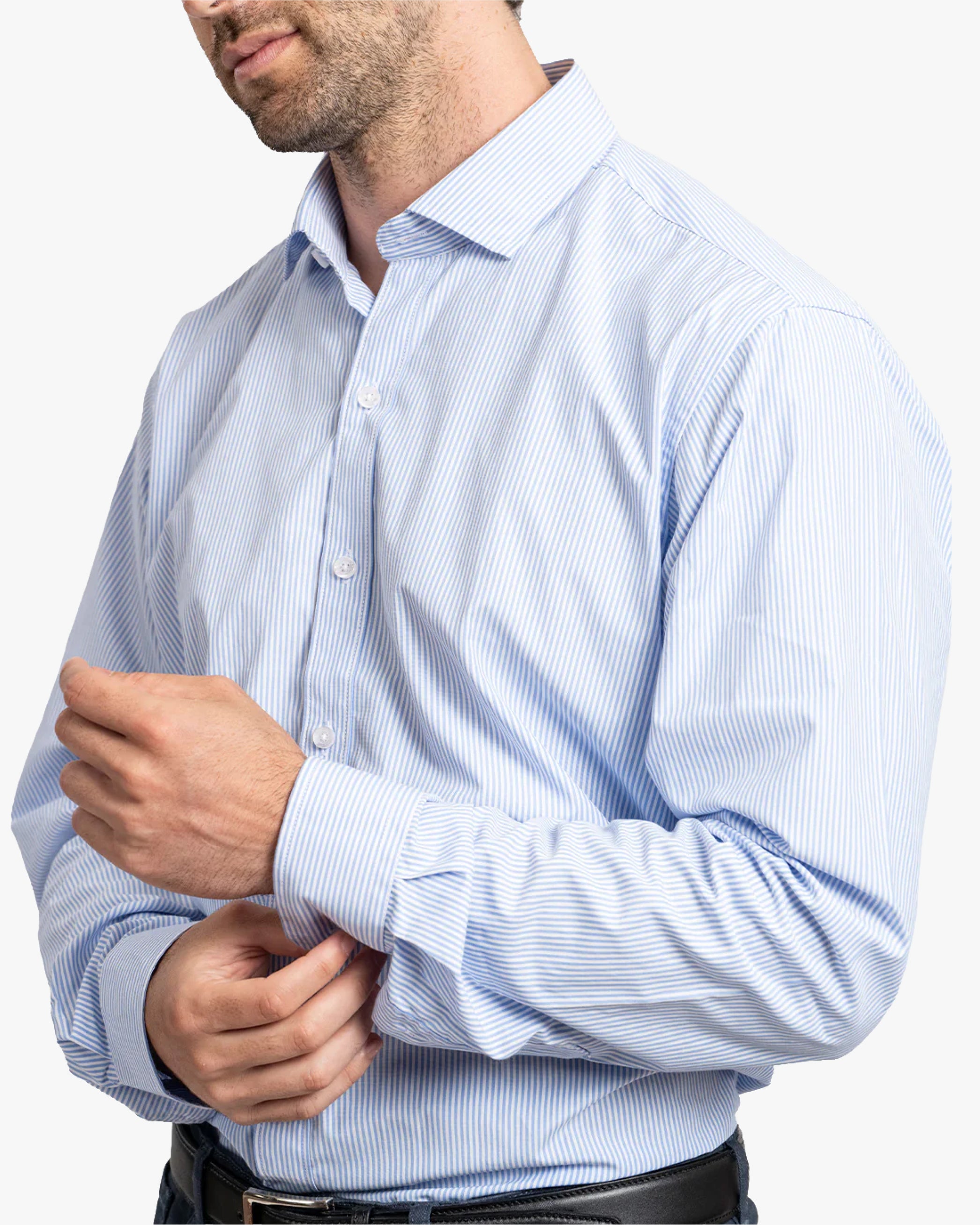 Camisa Vestir Rayas Celeste