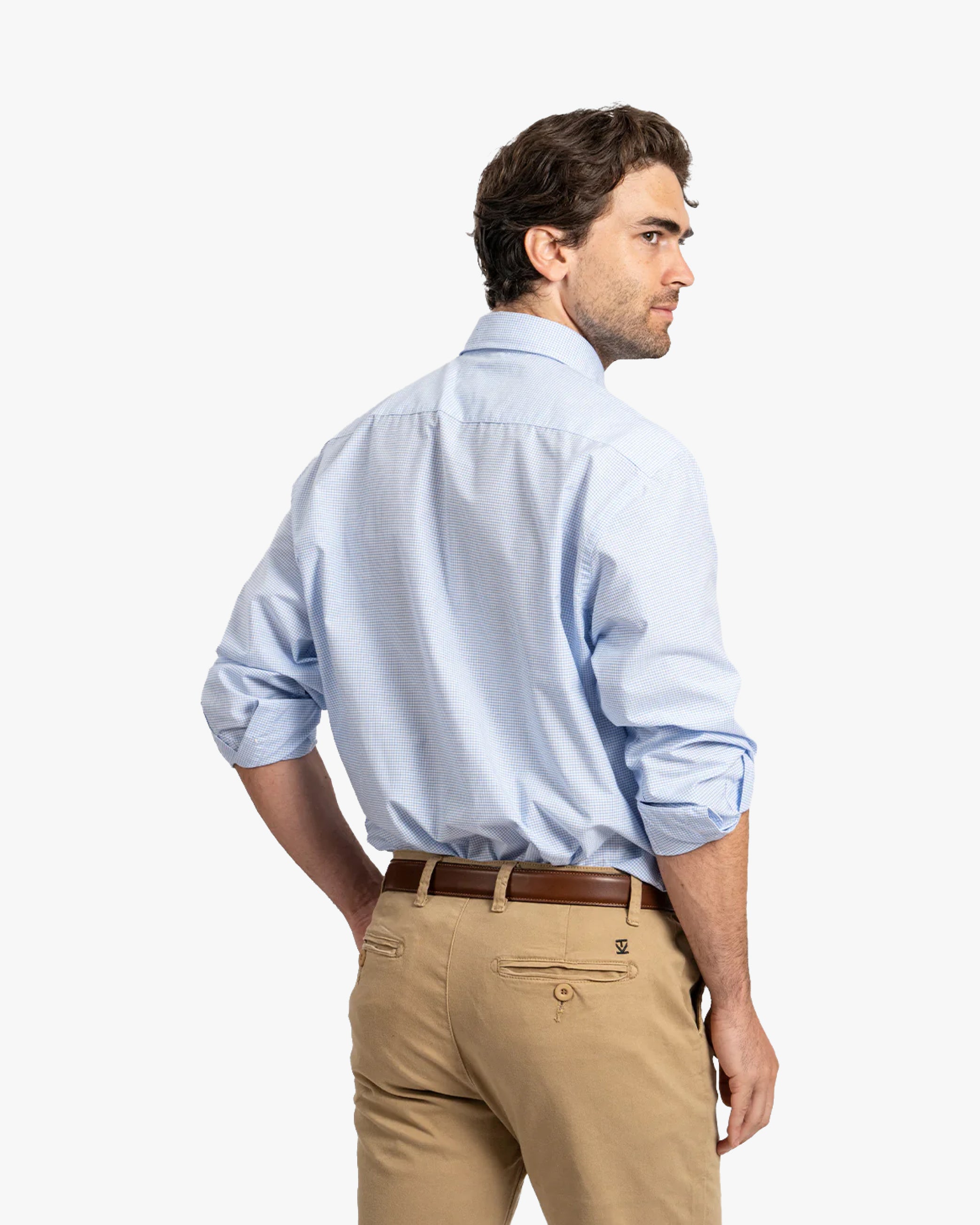 Camisa Vestir Cuadros Blanco