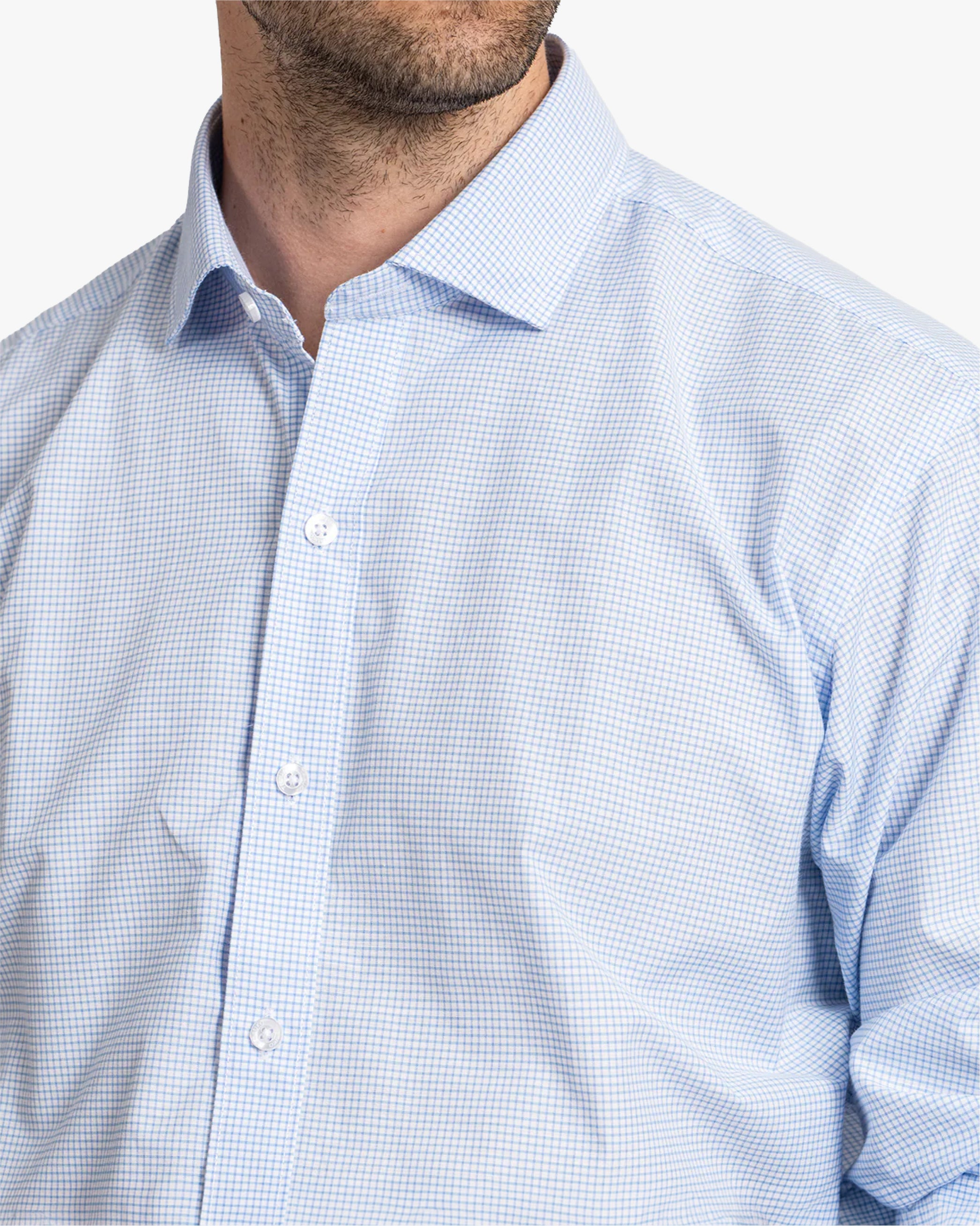 Camisa Vestir Cuadros Blanco
