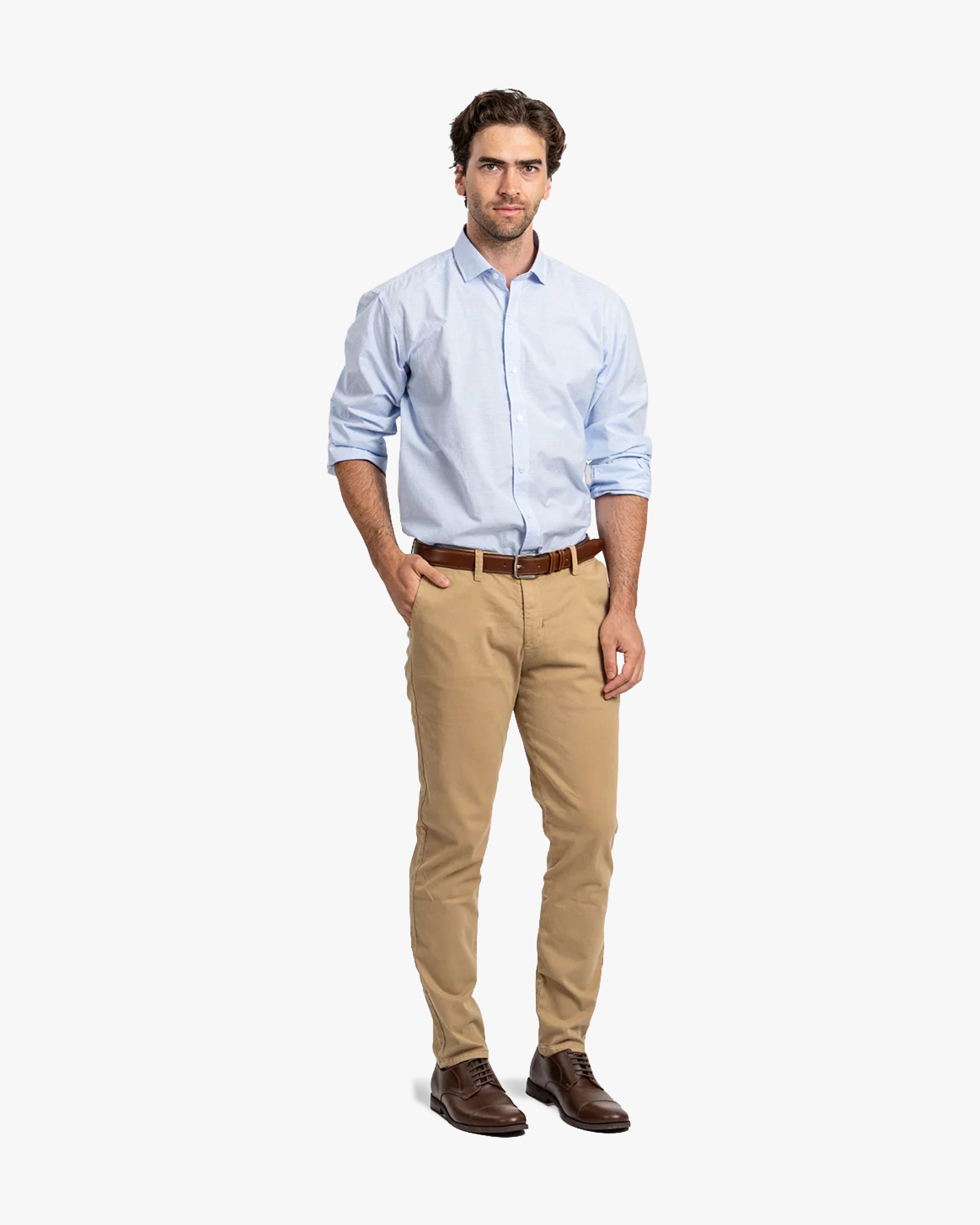 Camisa Vestir Cuadros Blanco