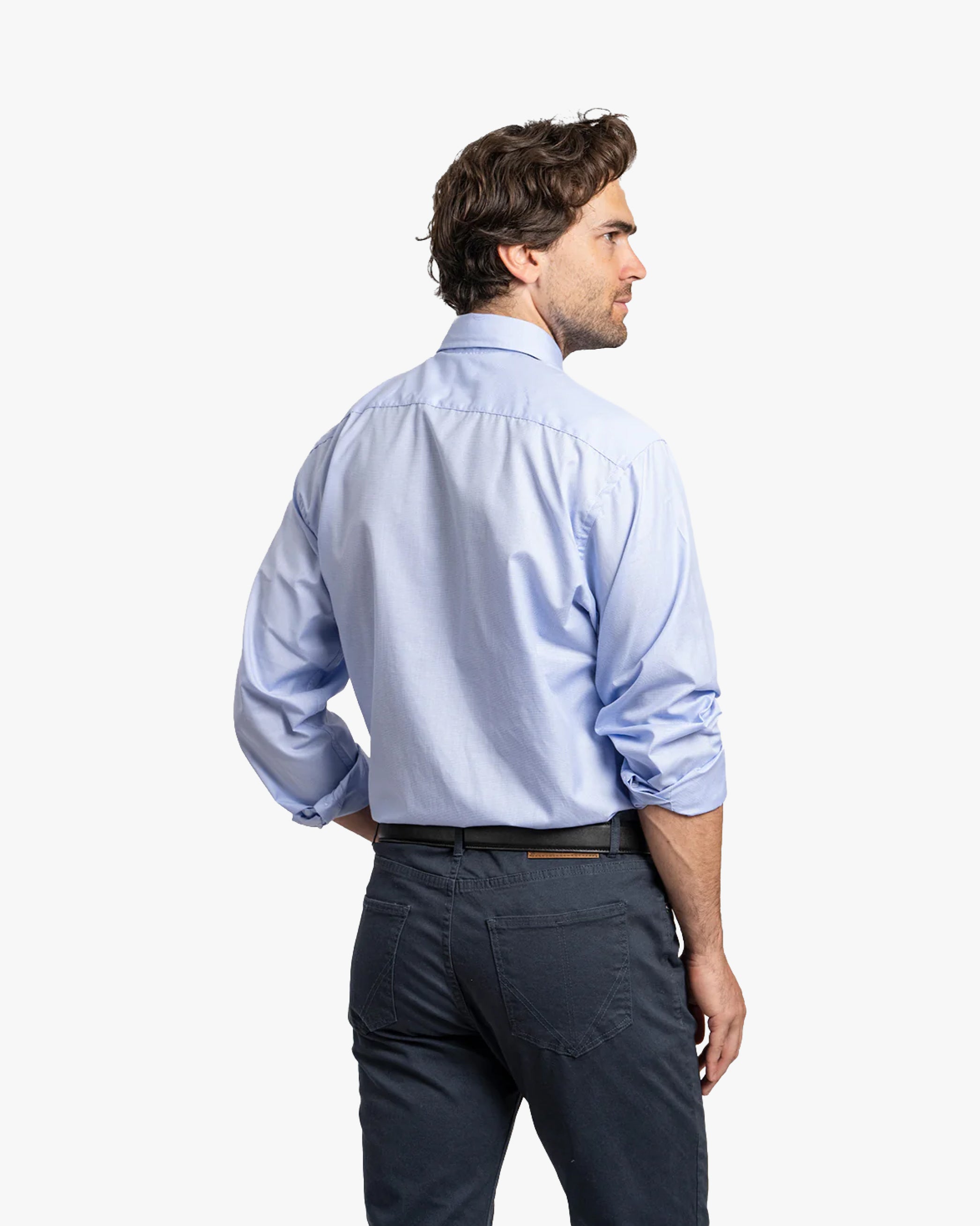 Camisa Vestir Cuadros Celeste