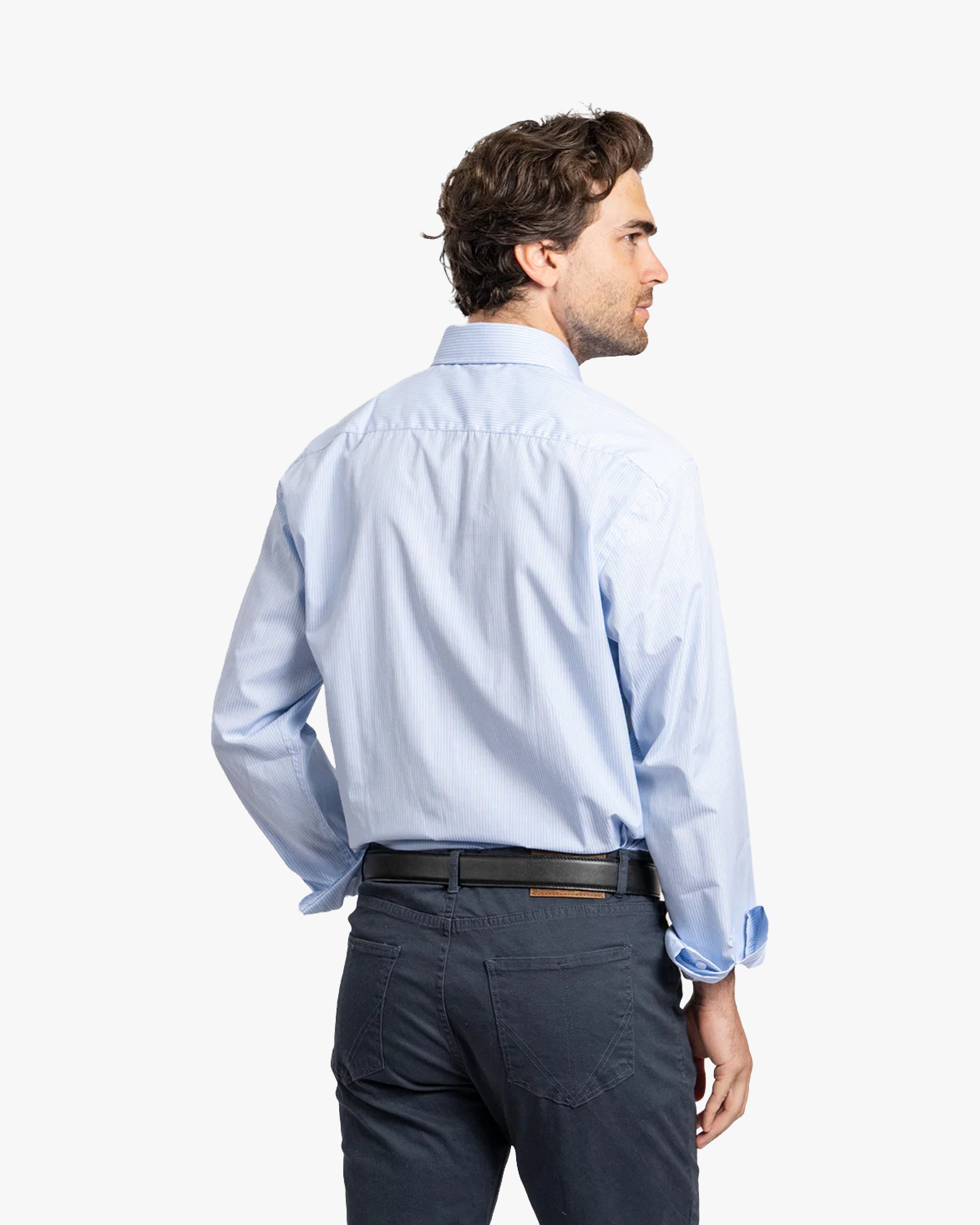 Camisa Vestir Líneas Celeste