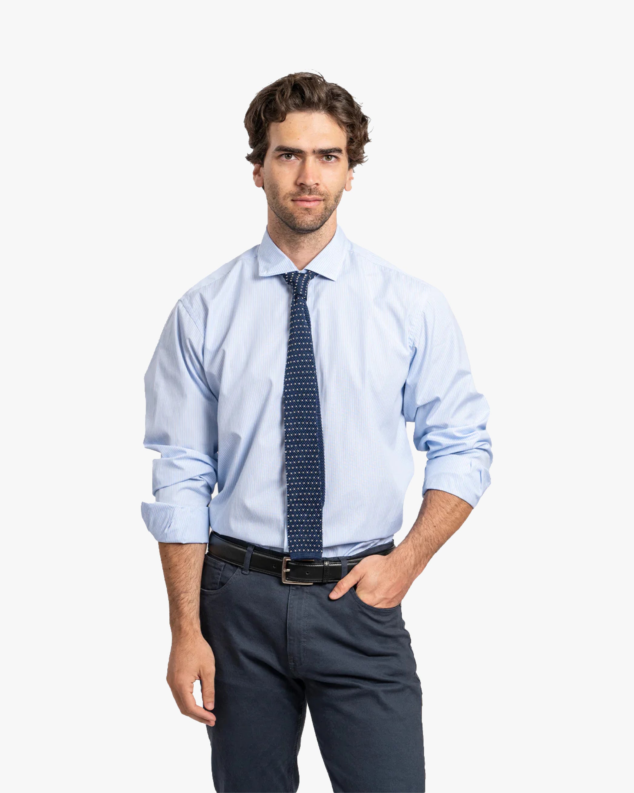 Camisa Vestir Líneas Celeste