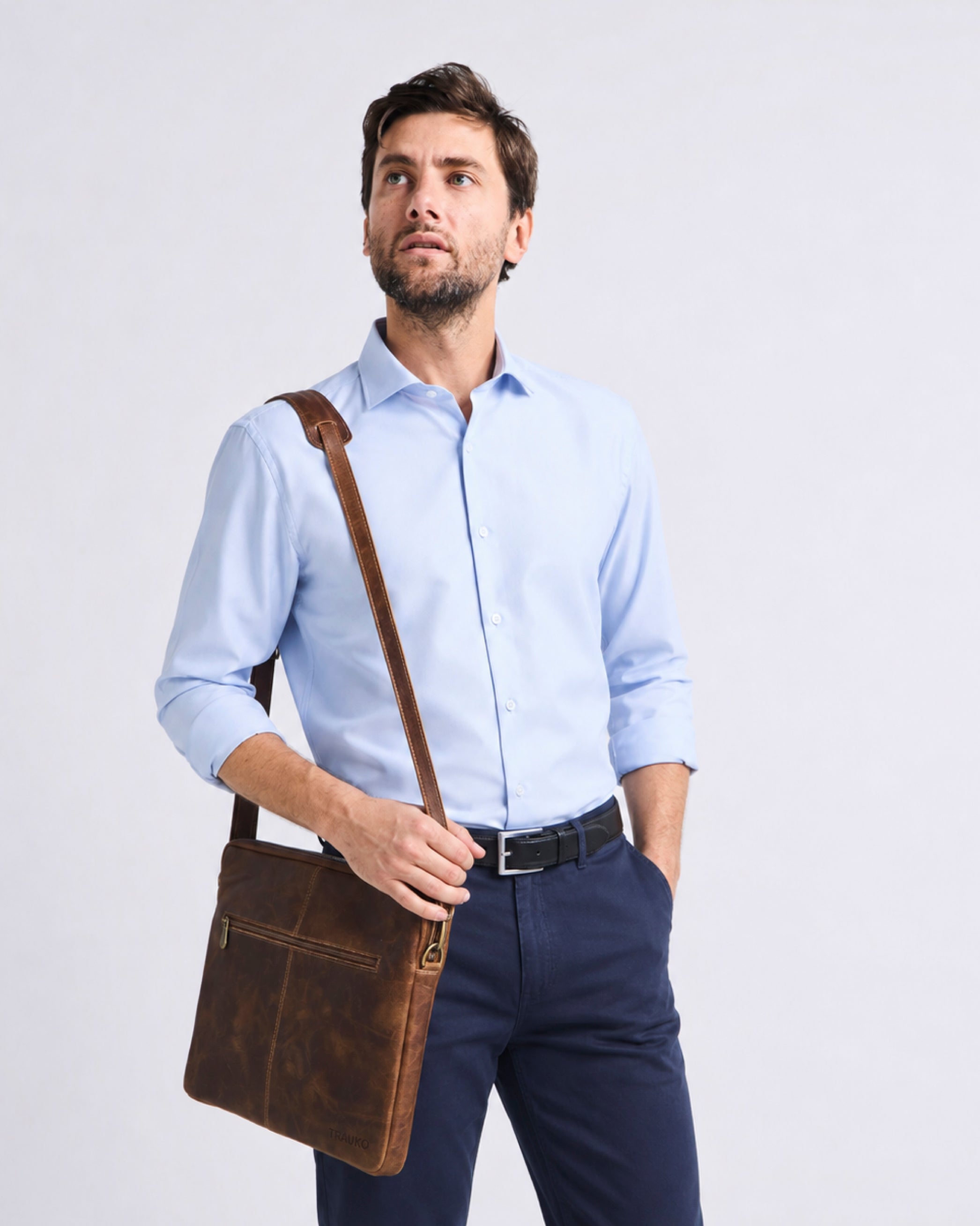 Camisa Vestir Liso Celeste