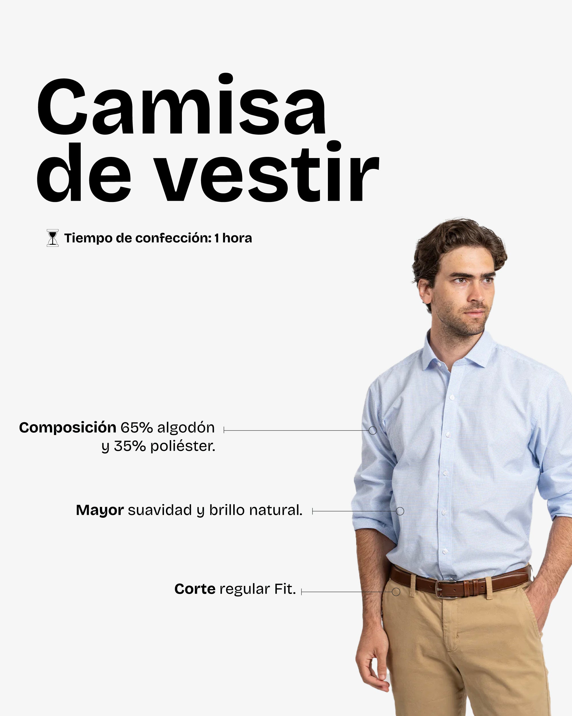 Camisa Vestir Cuadros Blanco