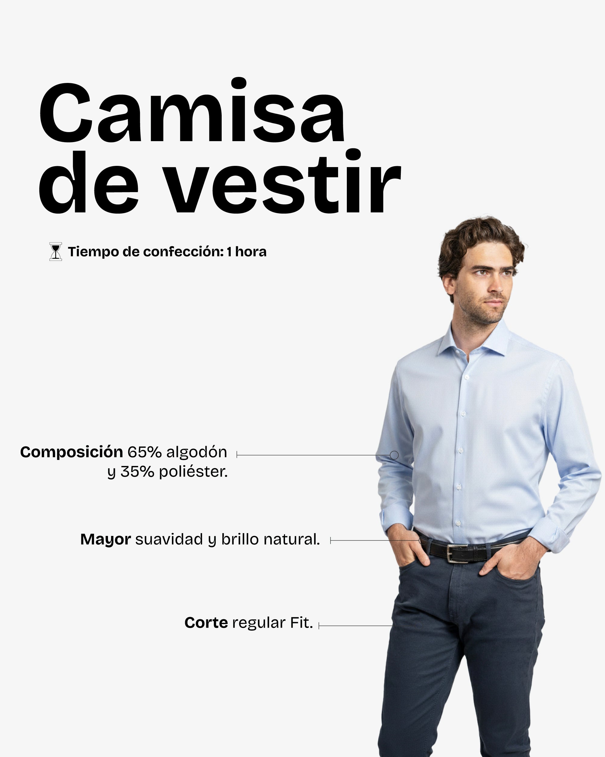 Camisa Vestir Liso Celeste