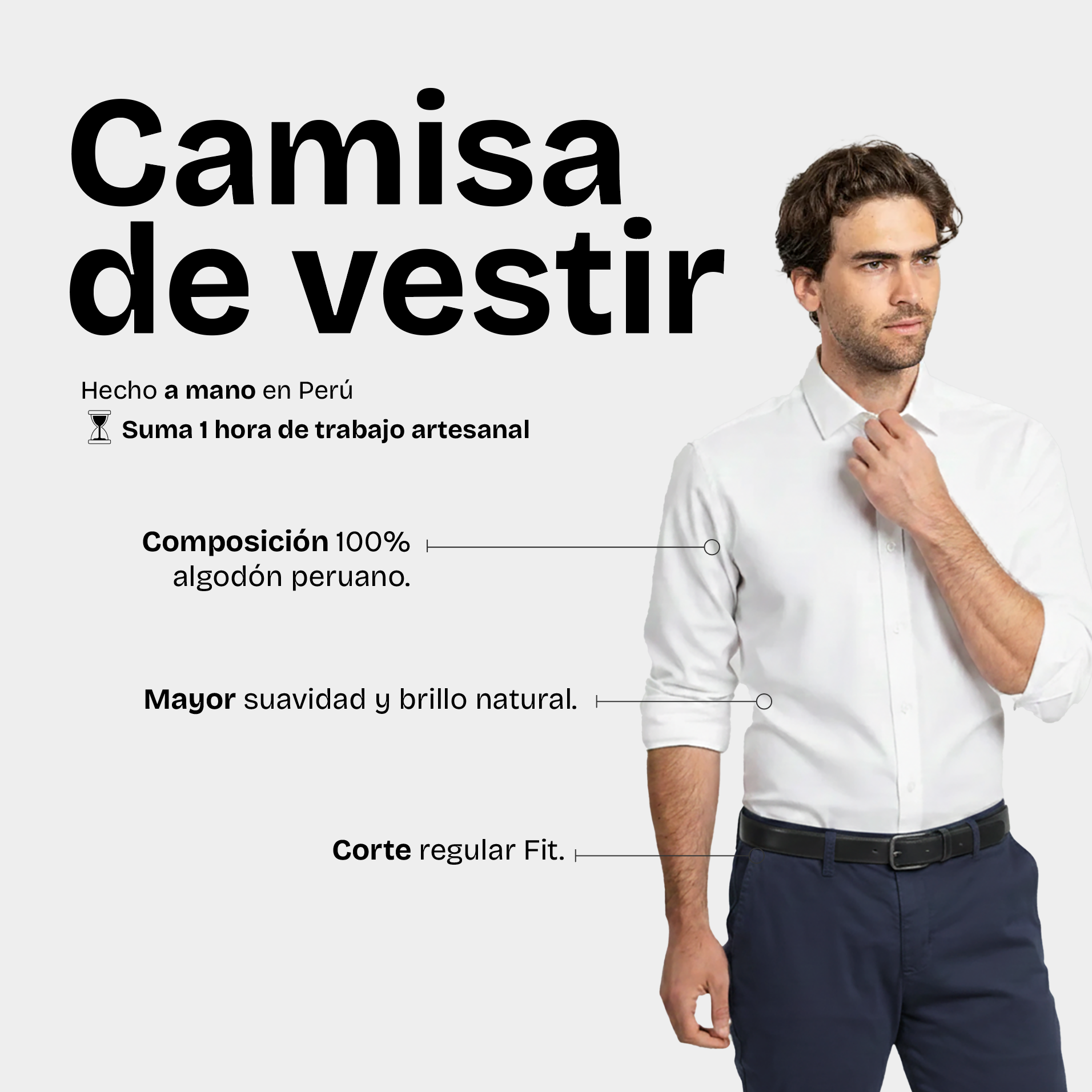 Camisa Vestir Liso Blanco