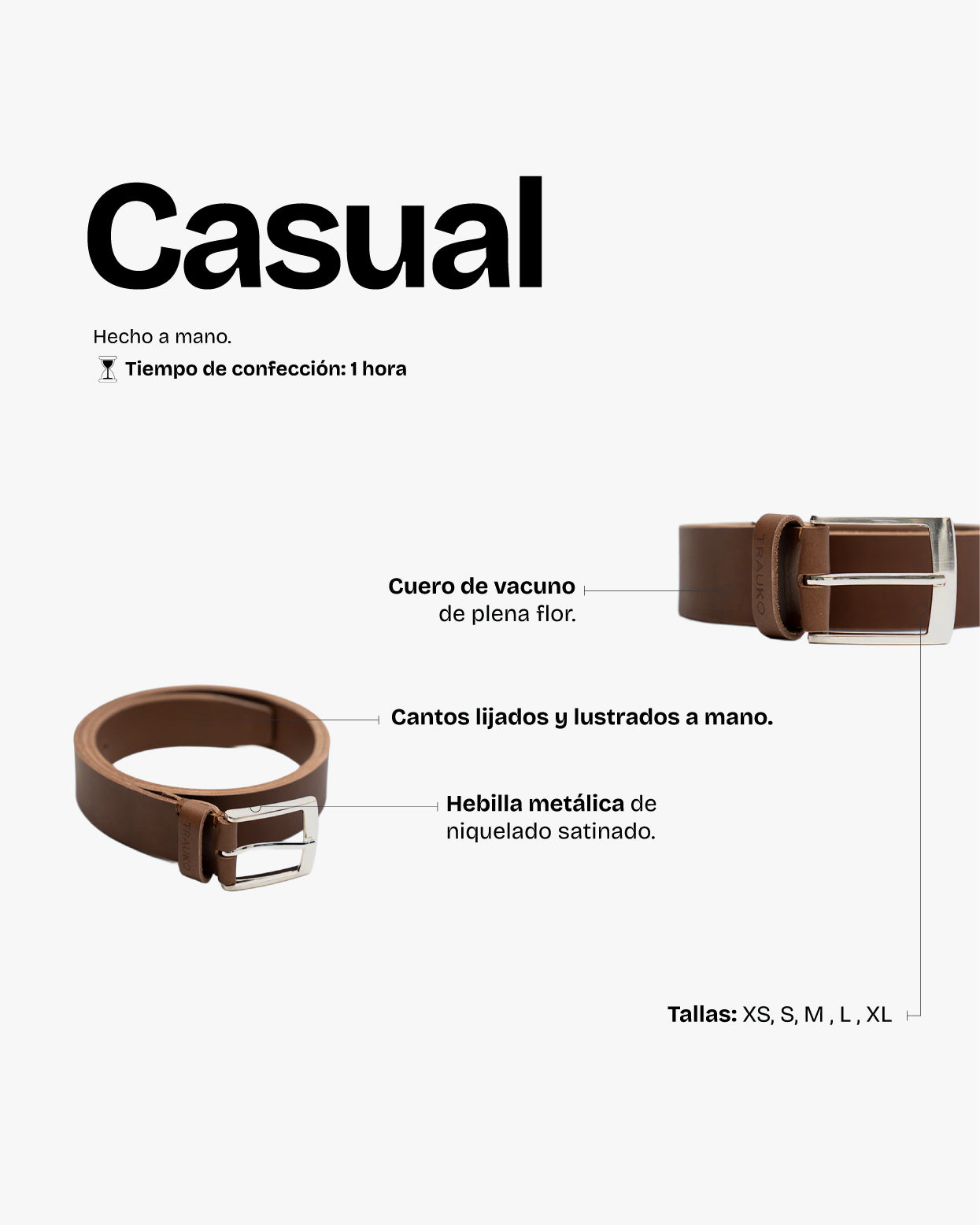 Cinturón Casual Café - Trauko
