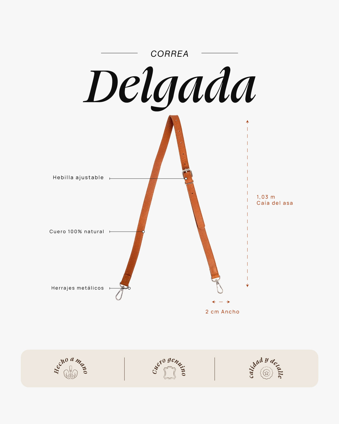 Correa Delgada Cognac - Galana