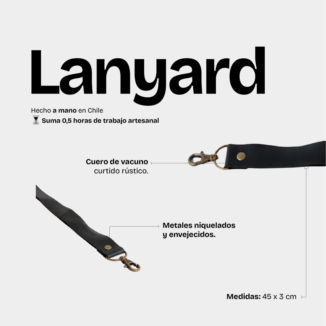 Lanyard de Cuero Negro