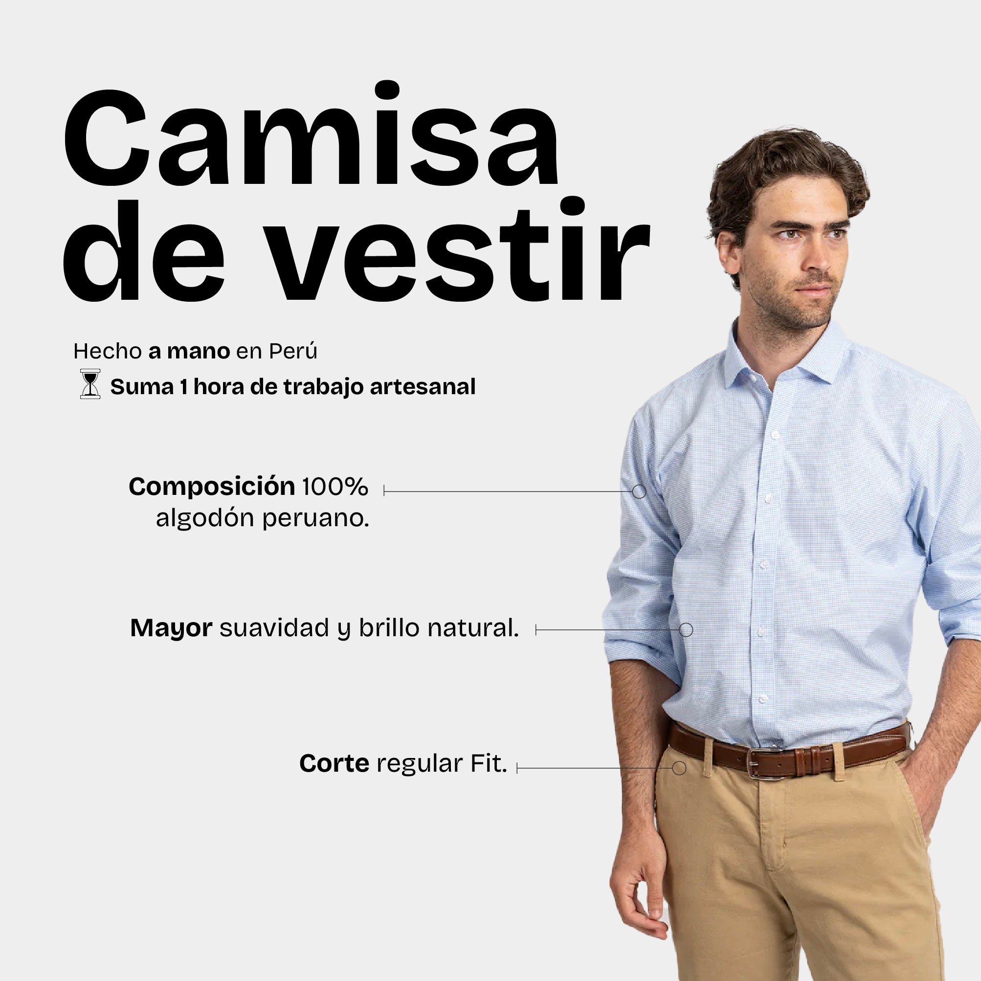 Camisa Vestir Cuadros Blanco