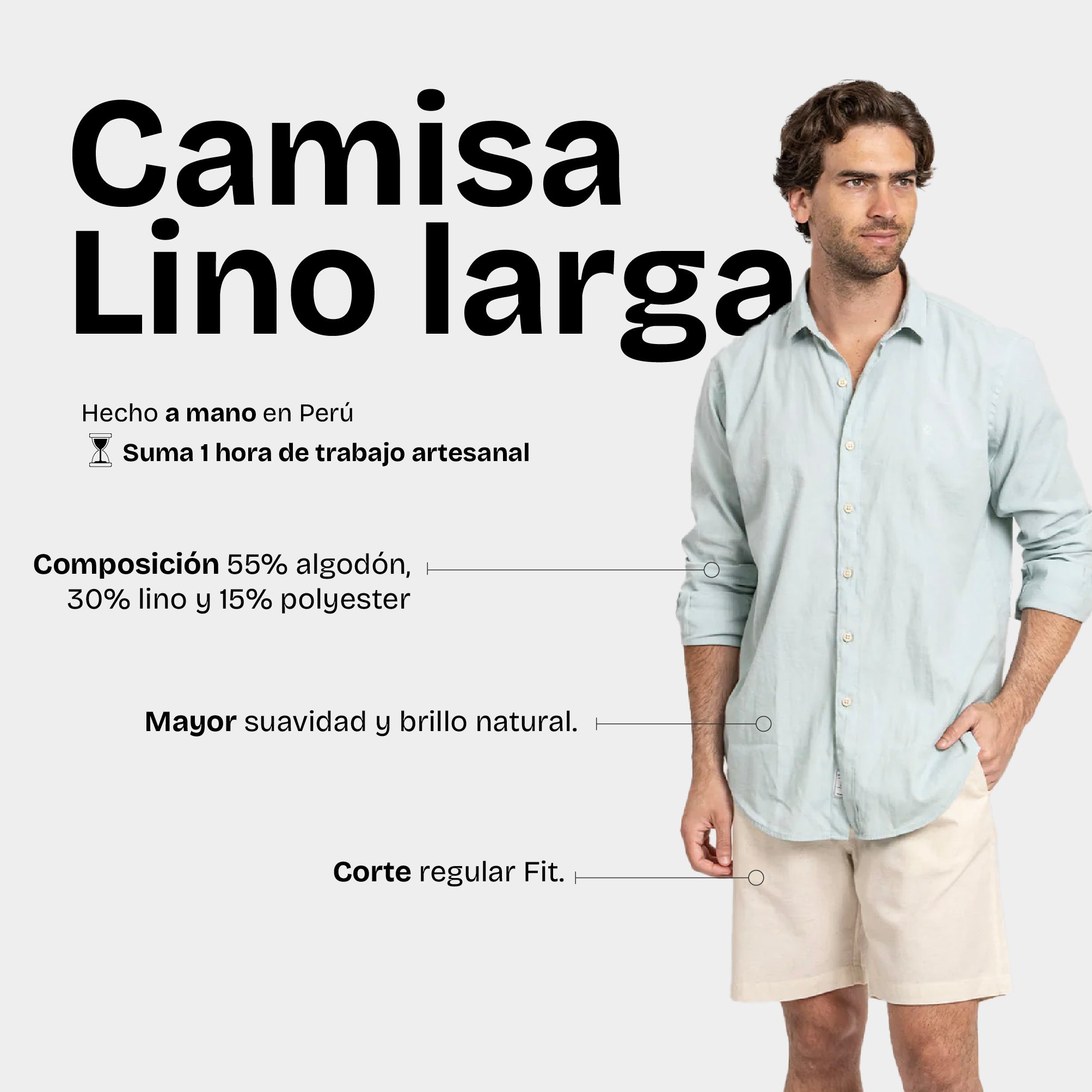 Camisa Lino Larga Aqua