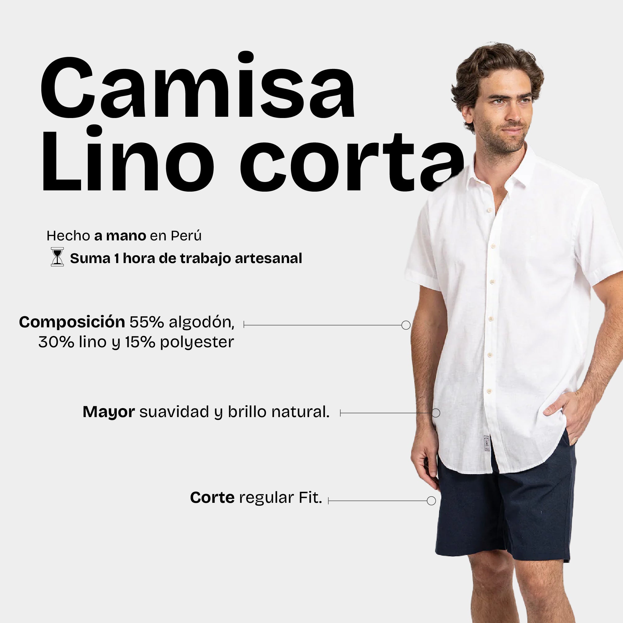 Camisa Lino Corta Blanco