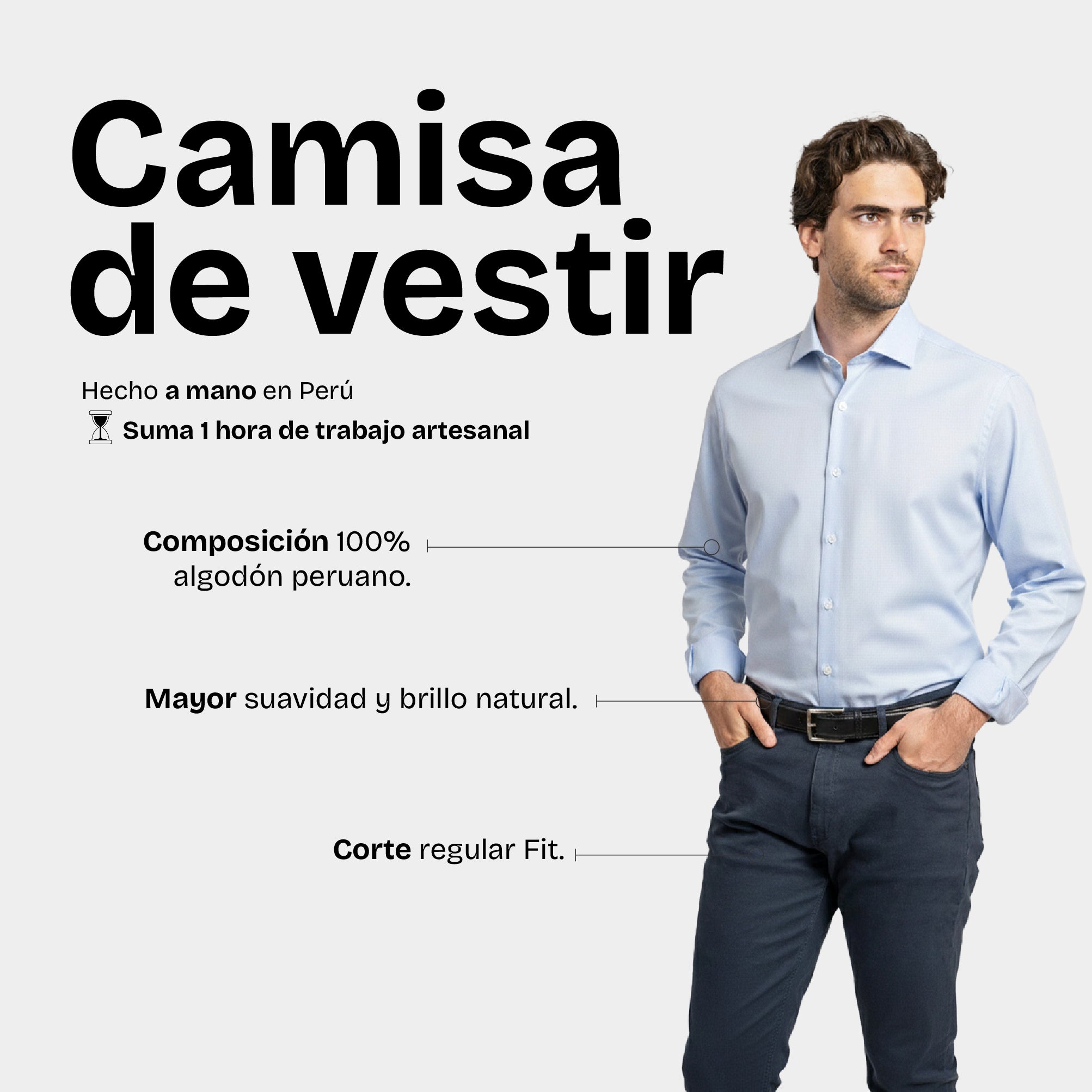 Camisa Vestir Liso Celeste