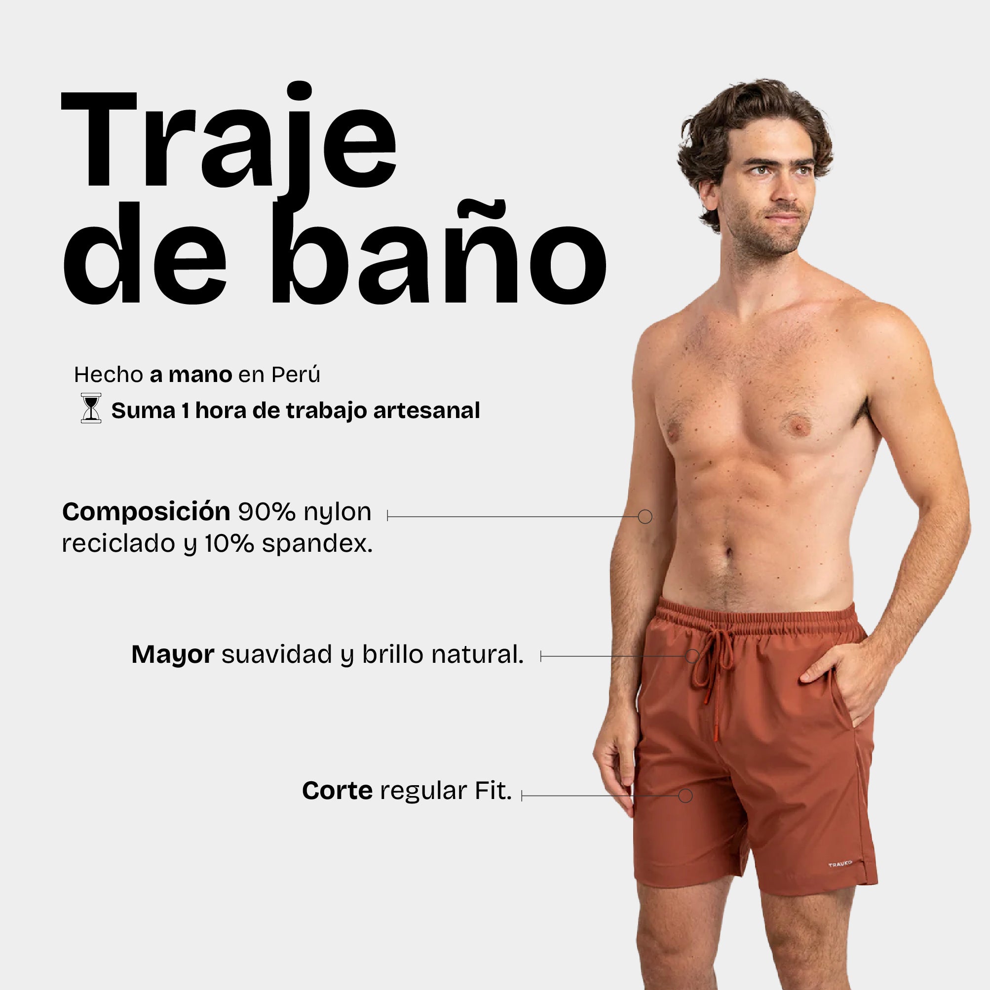 Traje de Baño Liso Terracota