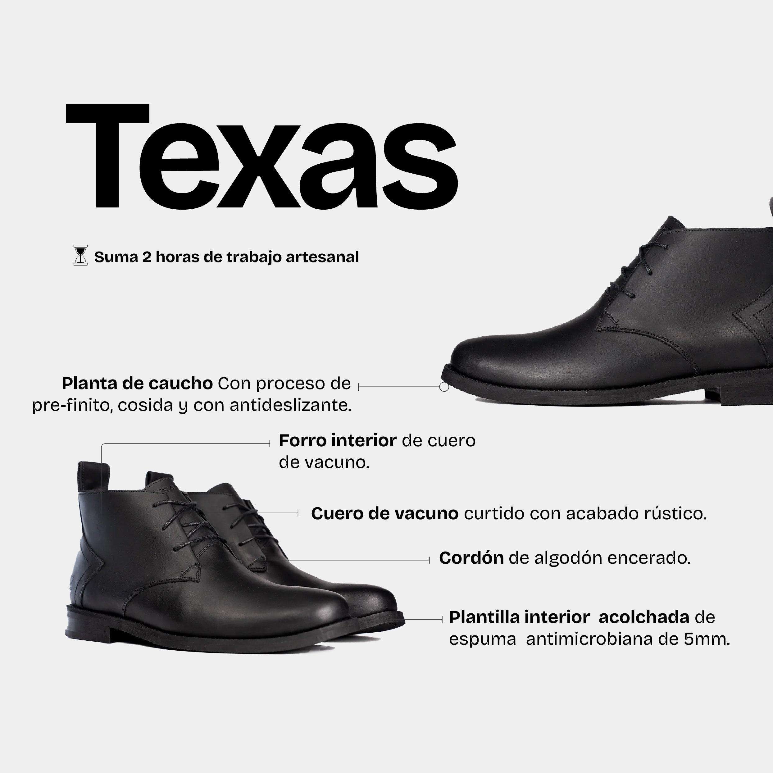 Botín Hombre Texas Negro