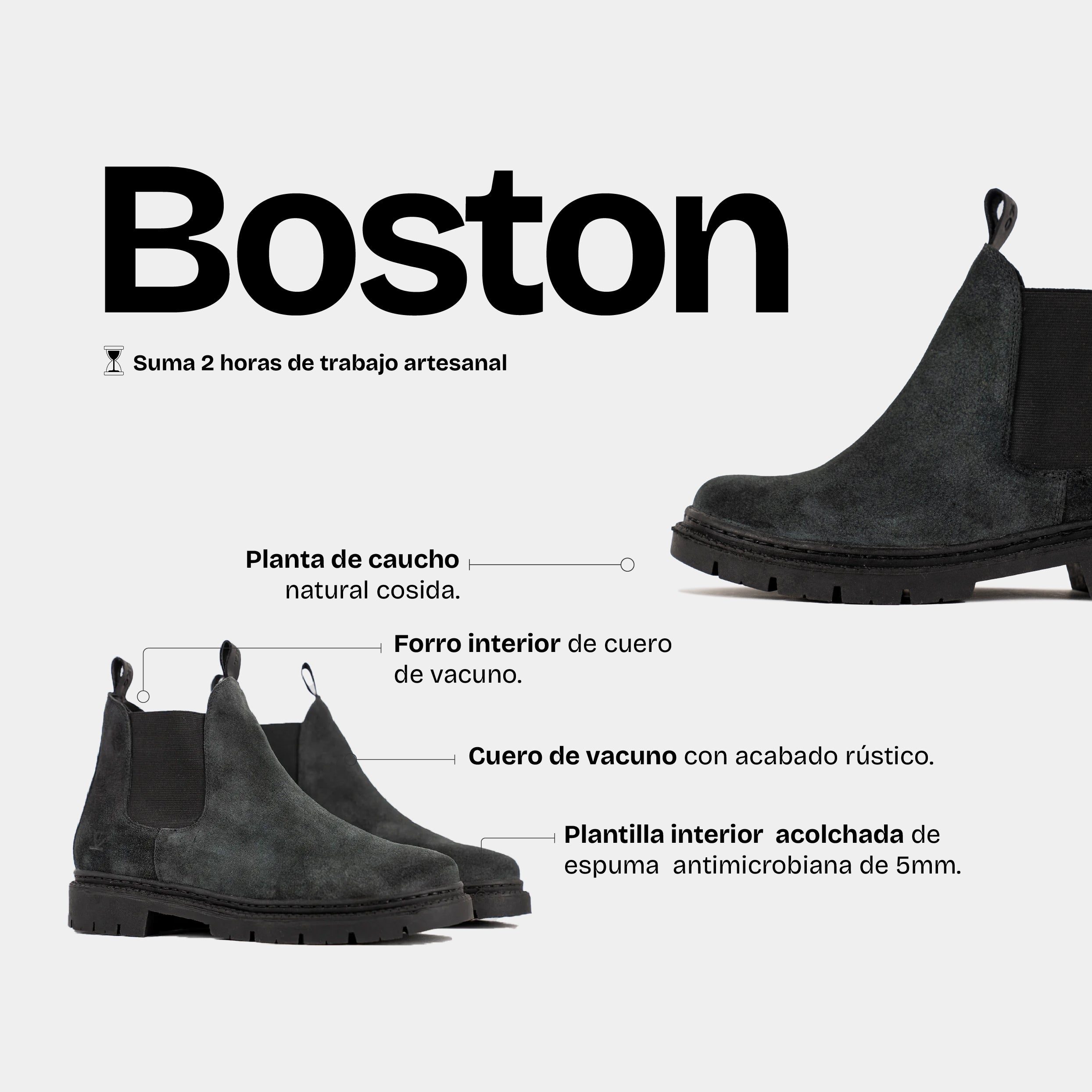 Botín Hombre Boston Plomo