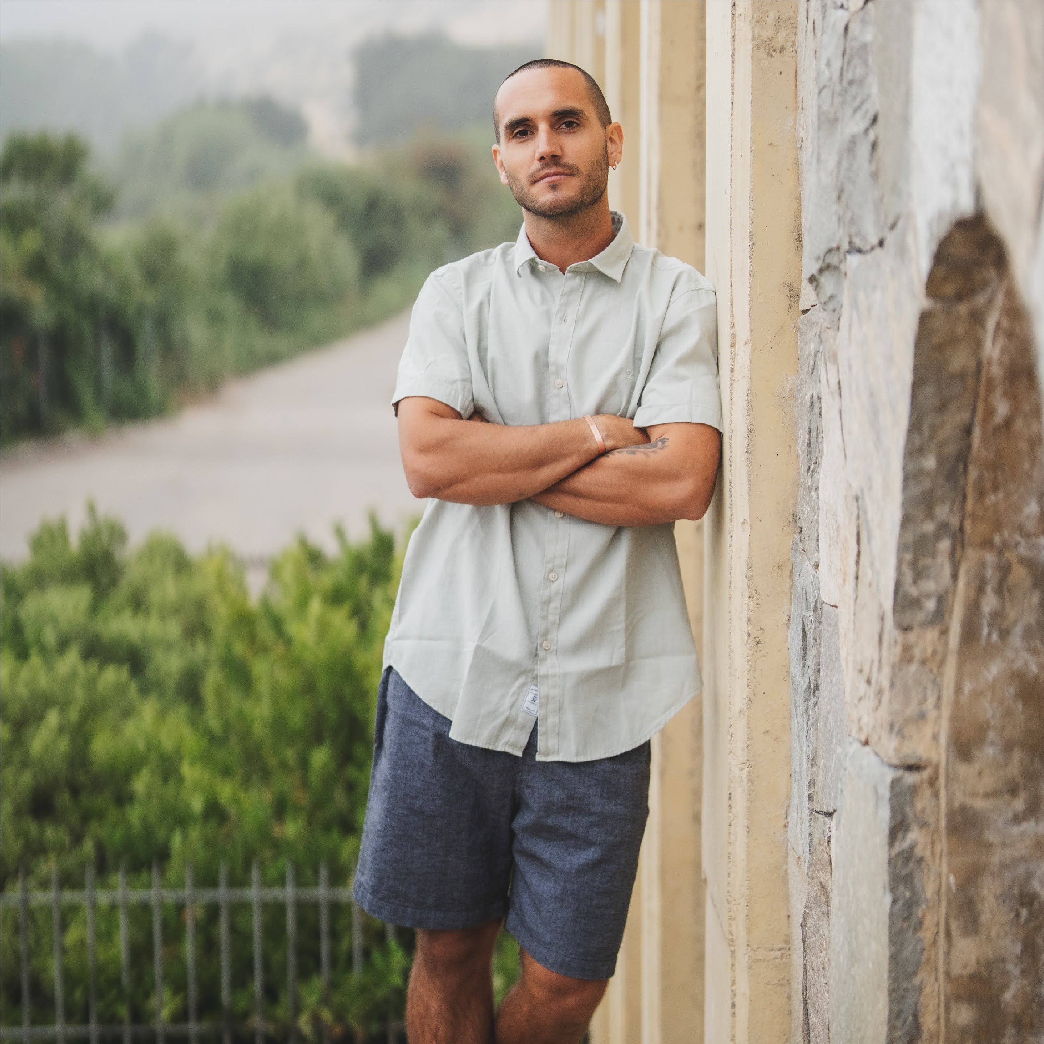 Camisa Lino Corta Pistacho