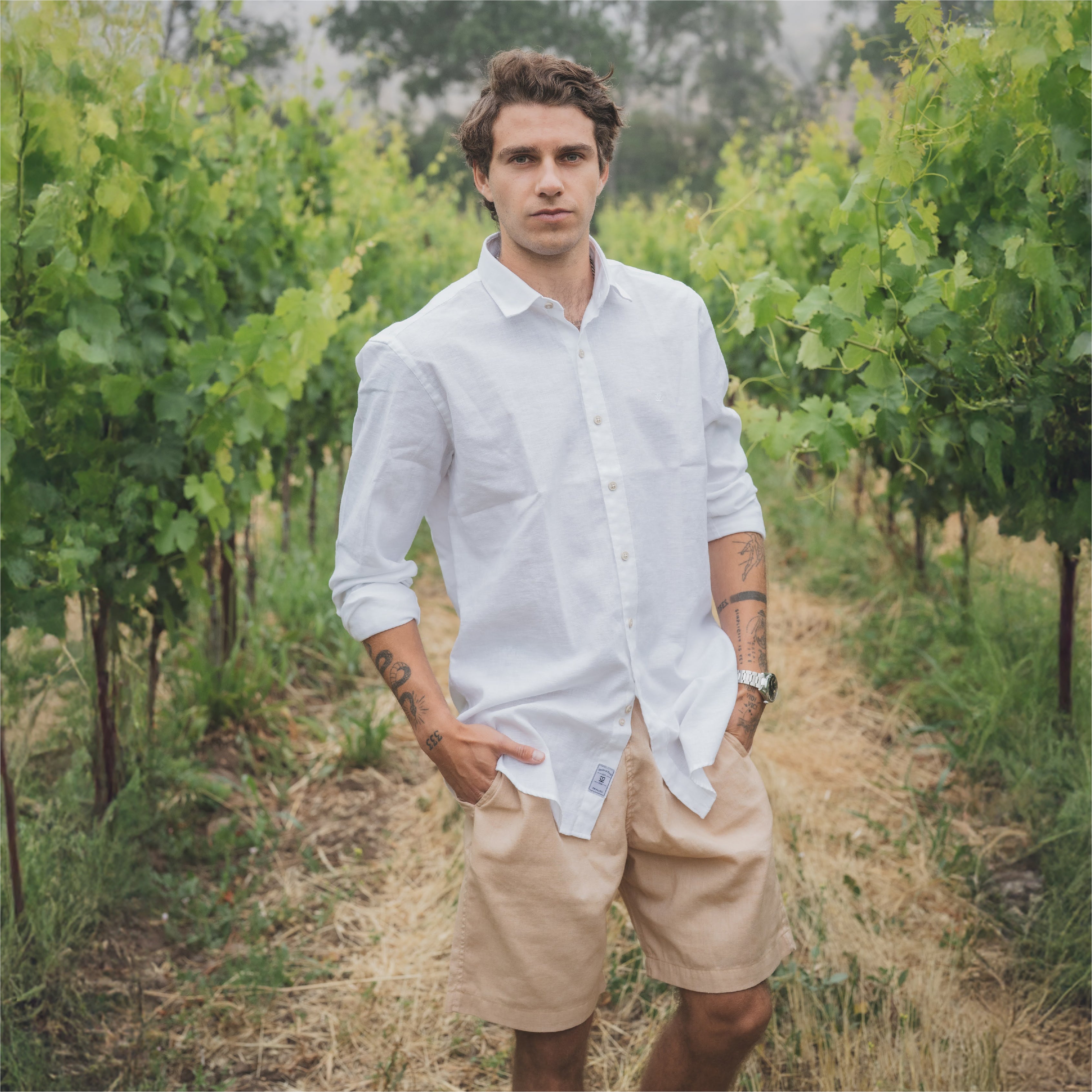 Camisa Lino Larga Blanco