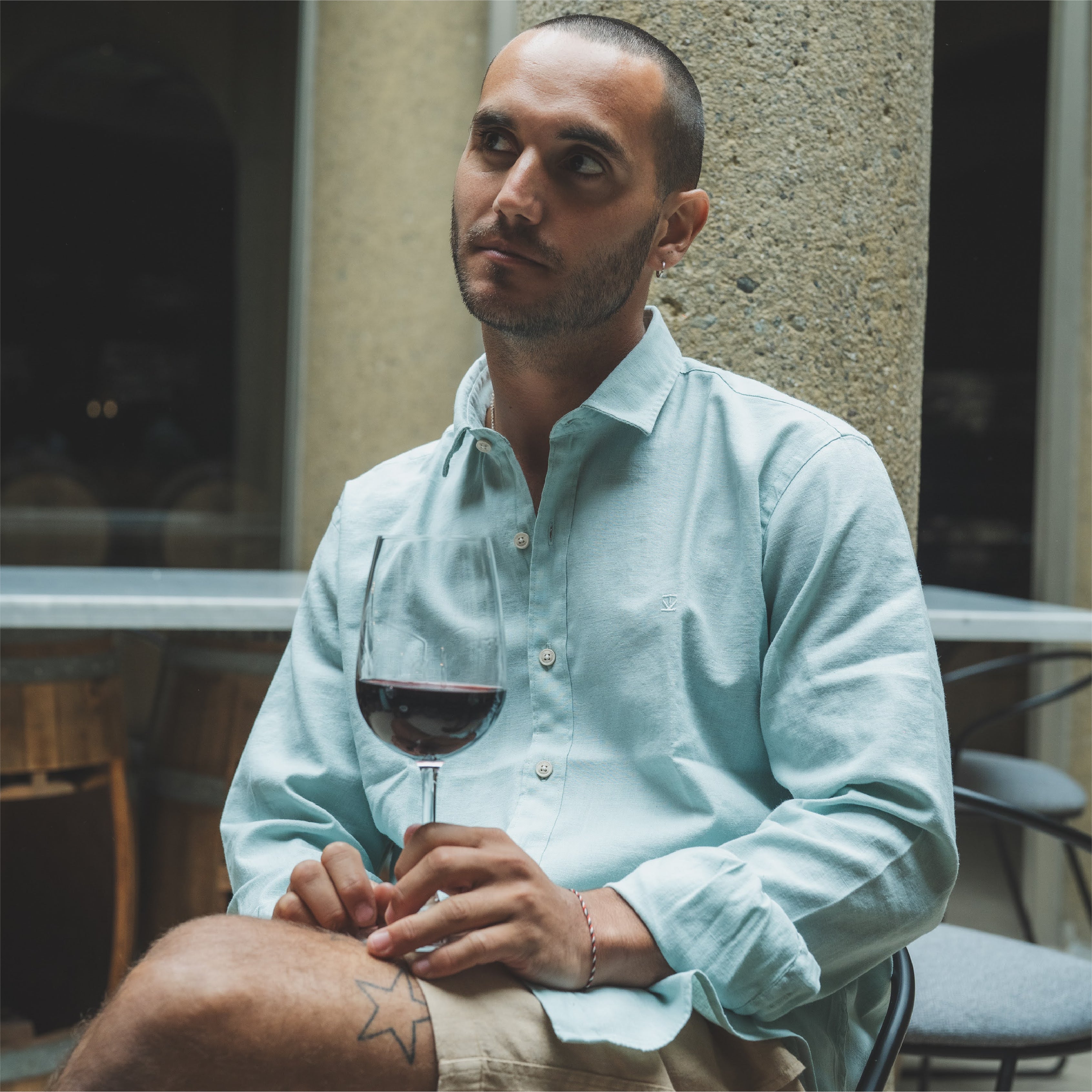 Camisa Lino Larga Aqua