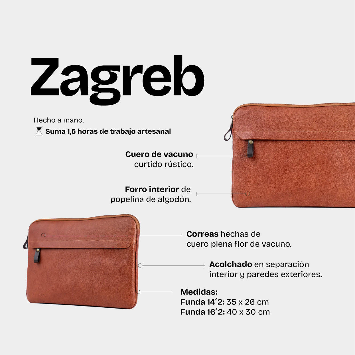 Funda Notebook Zagreb Cognac - Trauko