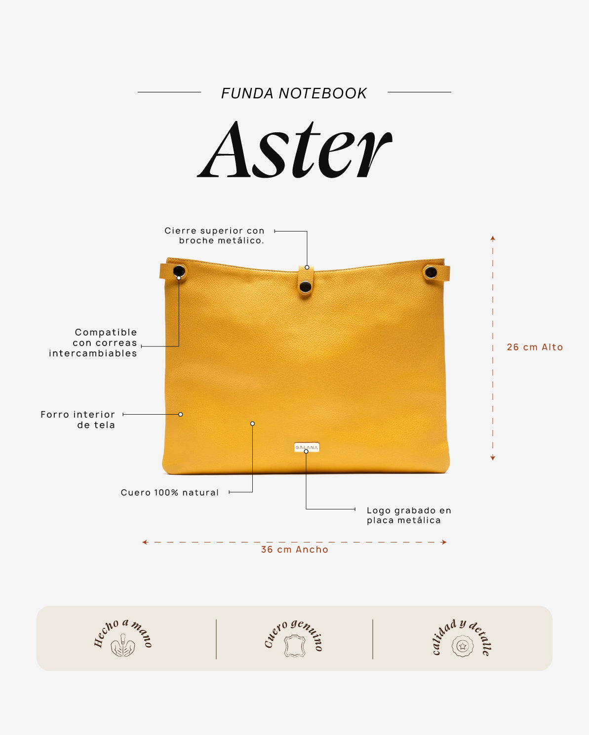 Funda Notebook Aster Amarillo - Galana
