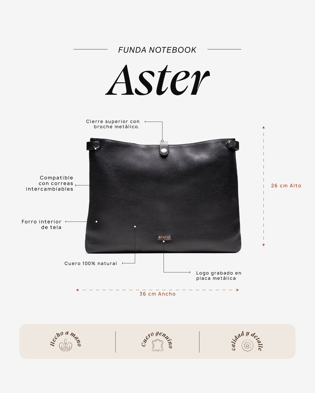Funda Notebook Aster Negro - Galana