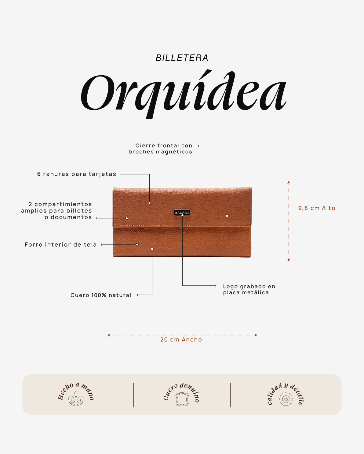 Billetera Orquídea Cognac - Galana