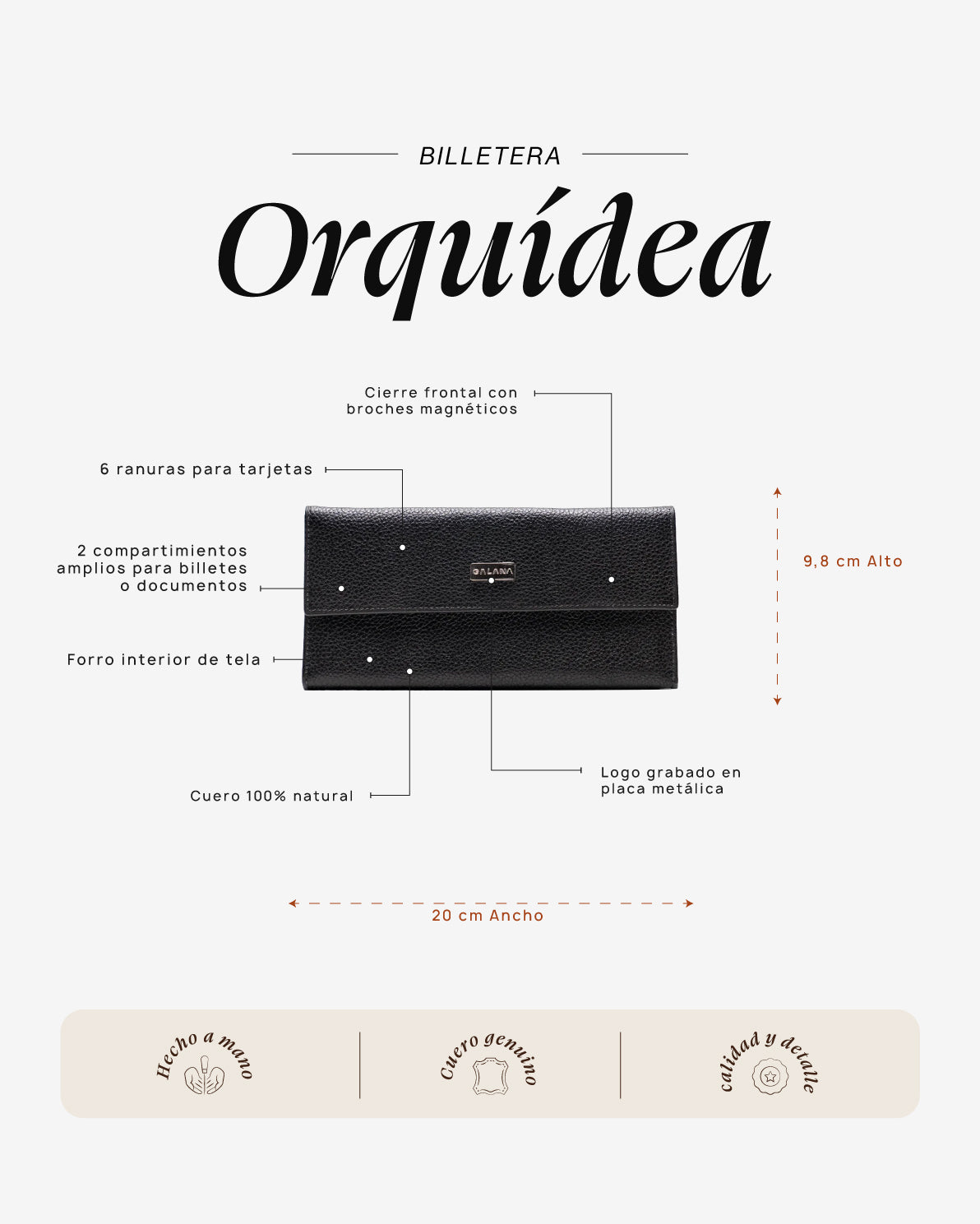 Billetera Orquídea Negro - Galana