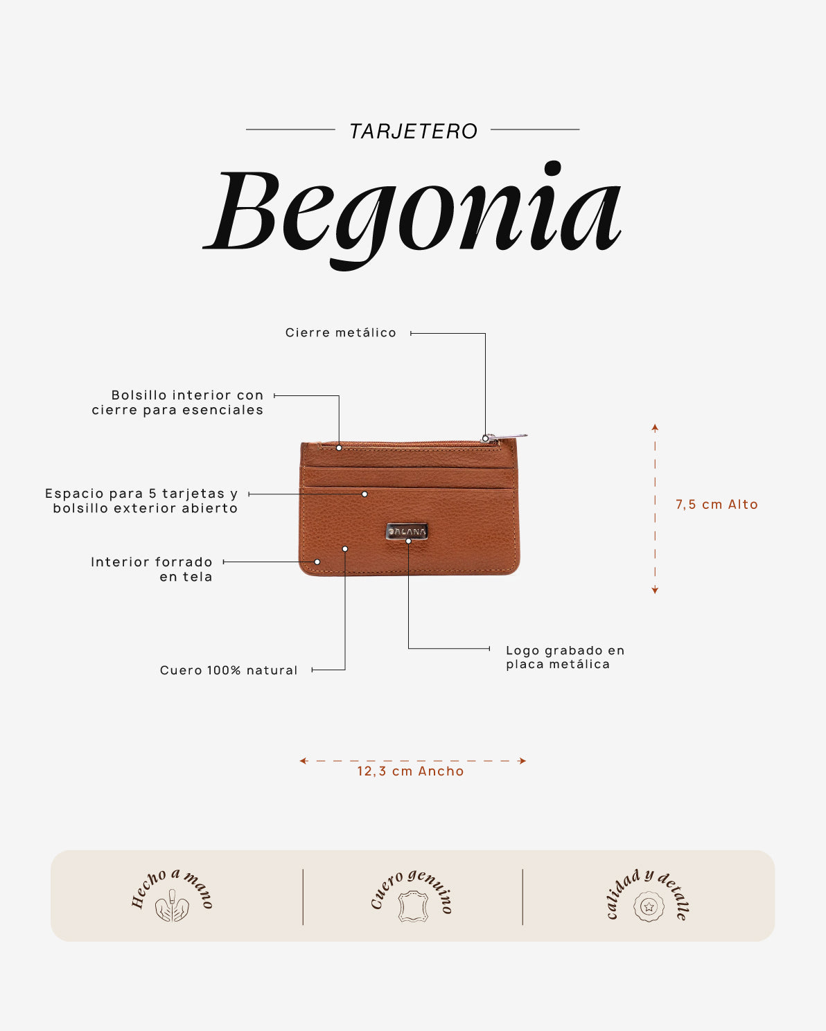 Tarjetero Begonia Cognac - Galana