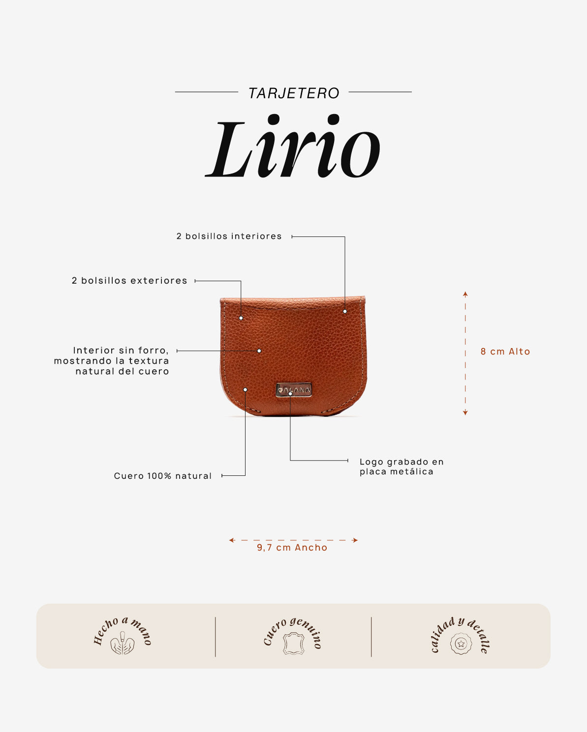 Tarjetero Lirio Cognac - Galana