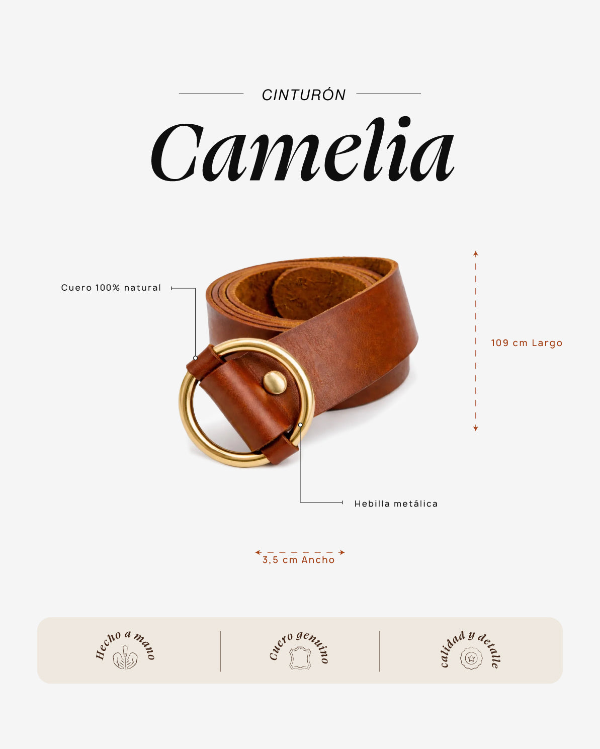 Cinturón Camelia Dorado Cognac - Galana