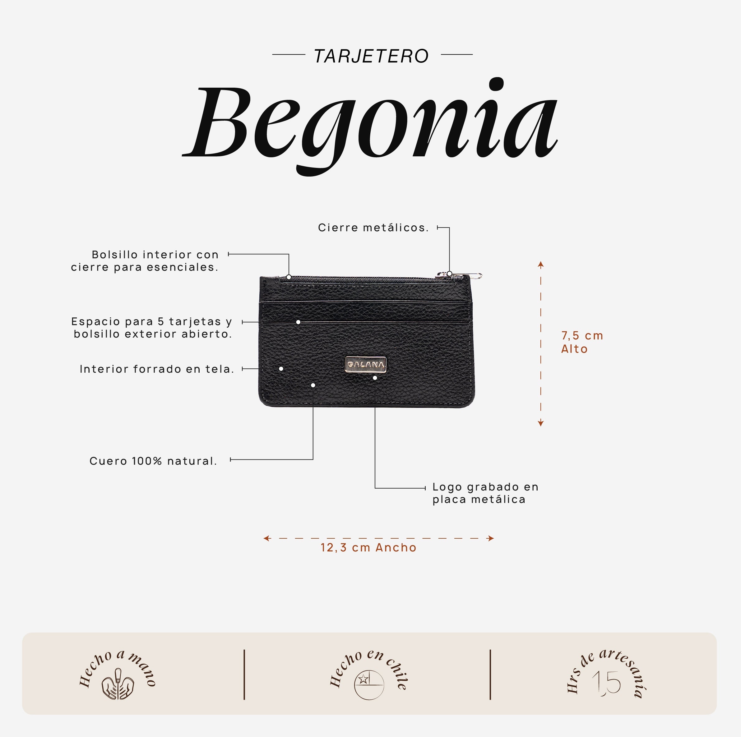Tarjetero Begonia Negro