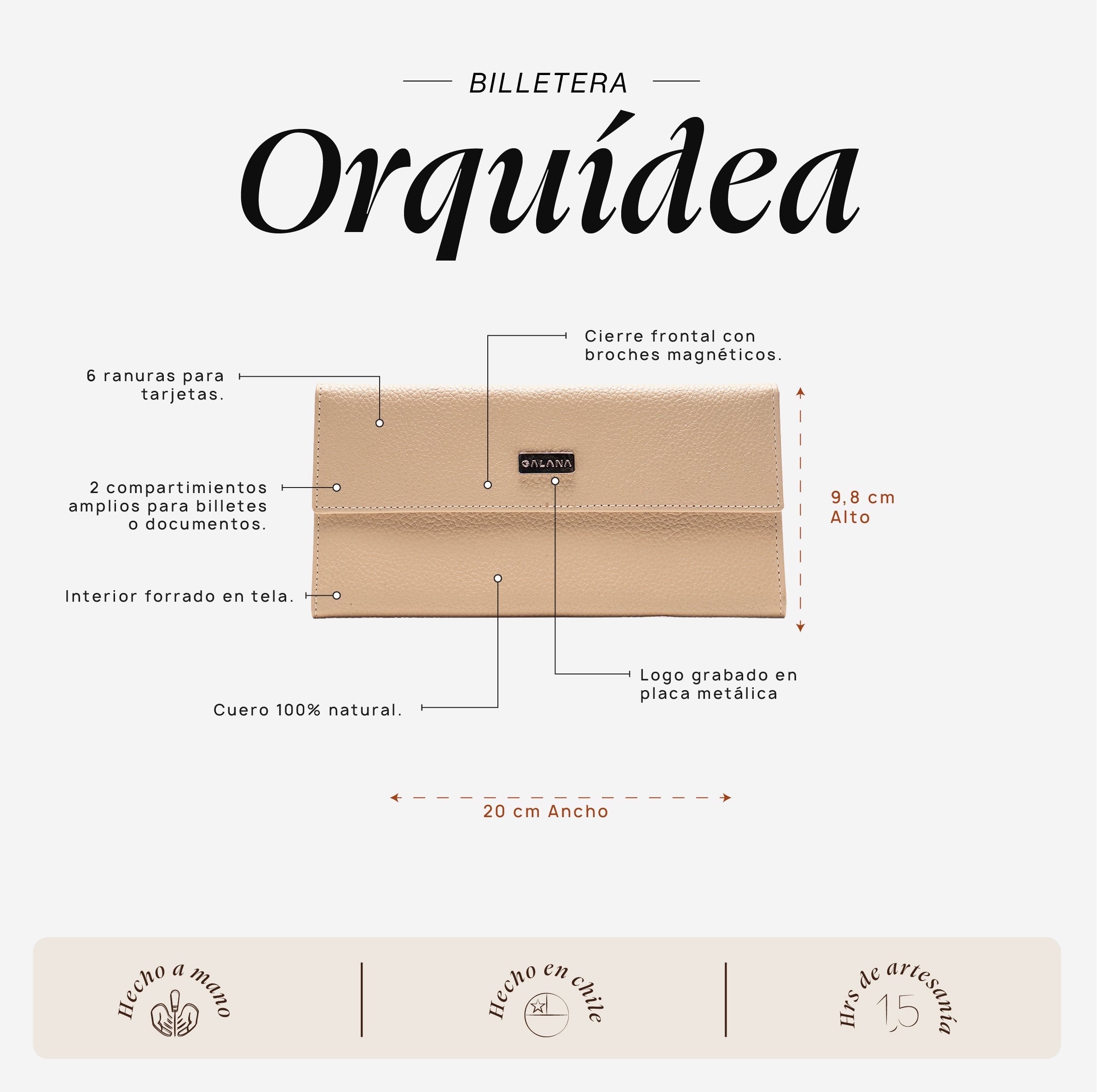Billetera Orquídea Crudo