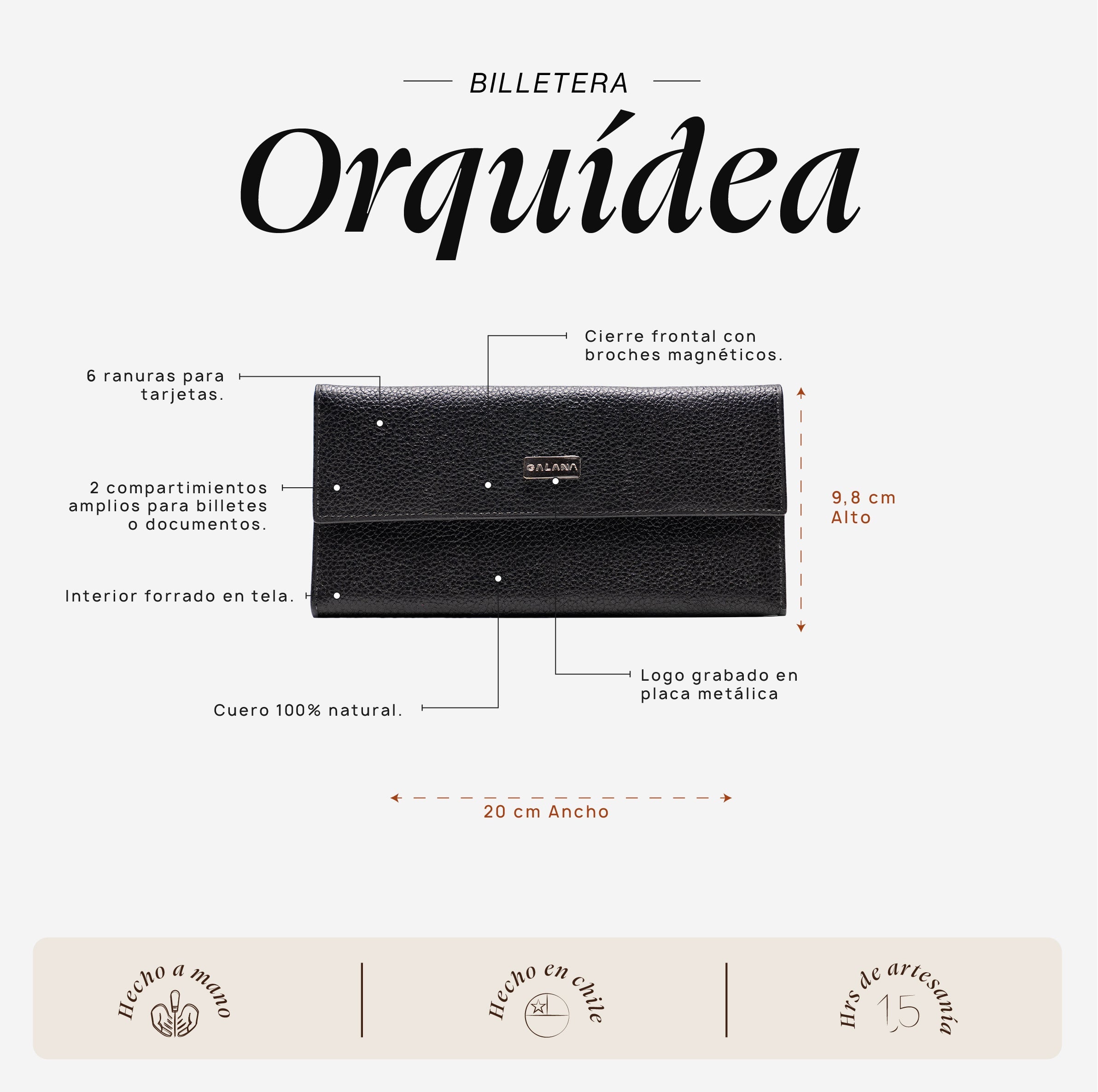 Billetera Orquídea Negro