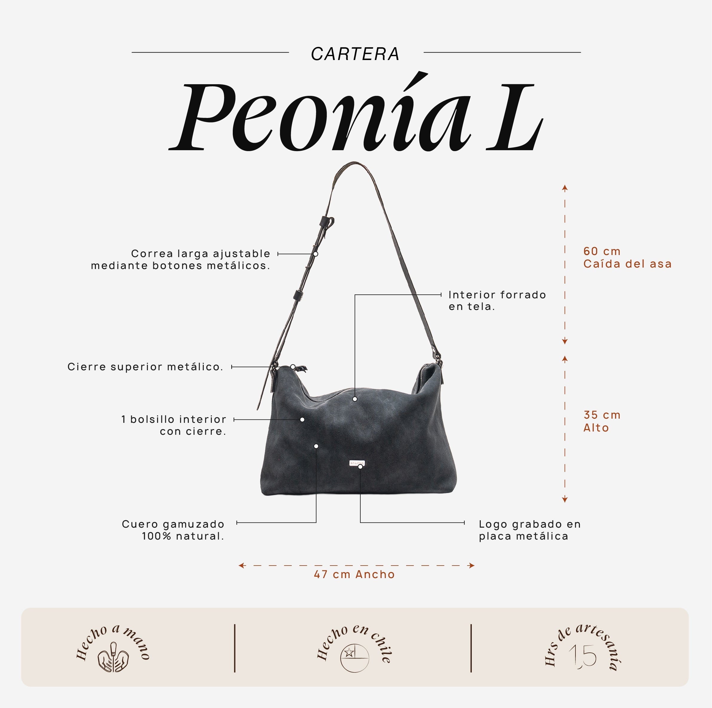 Cartera Peonía L Plomo