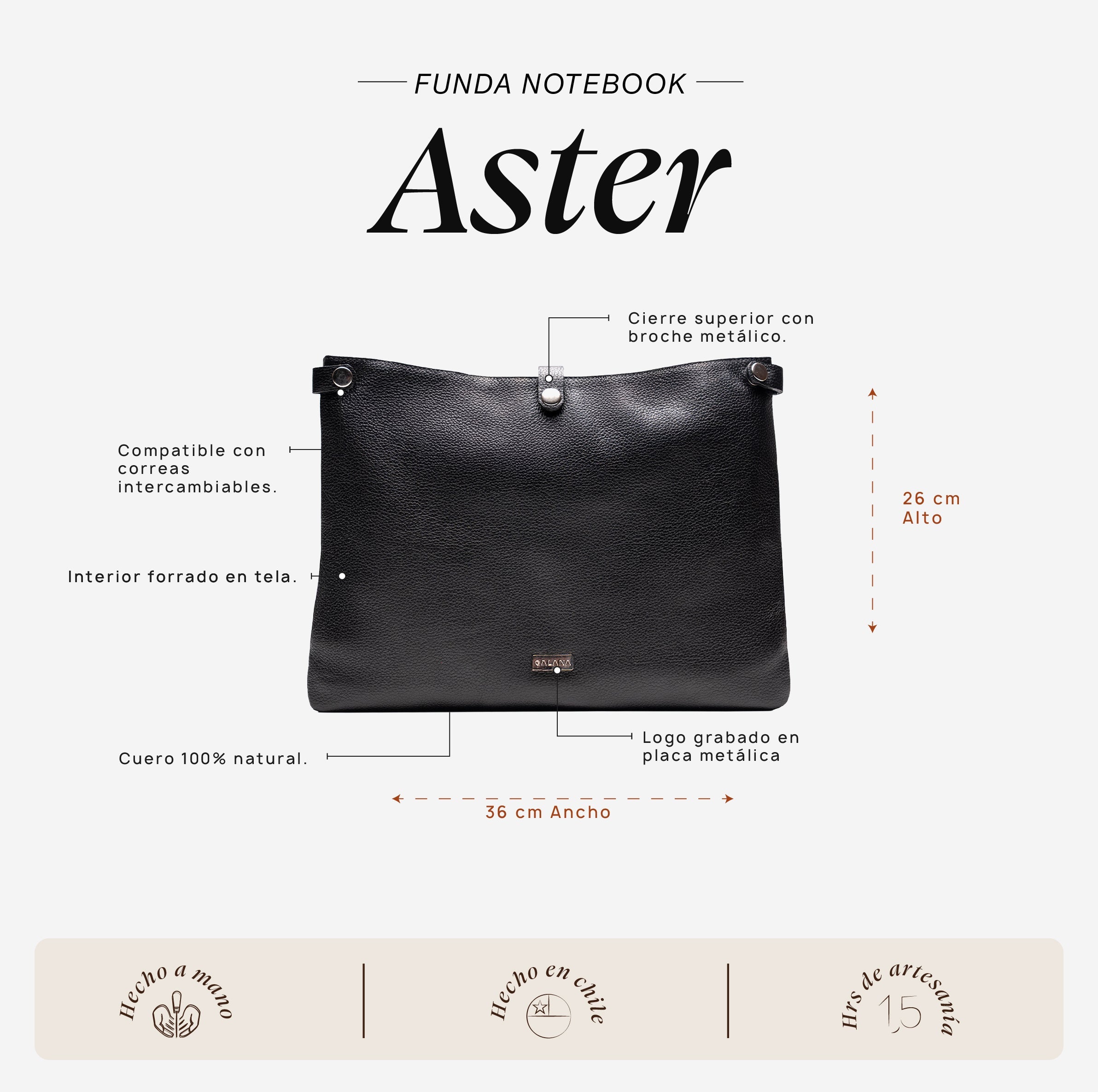 Funda Notebook Aster Negro